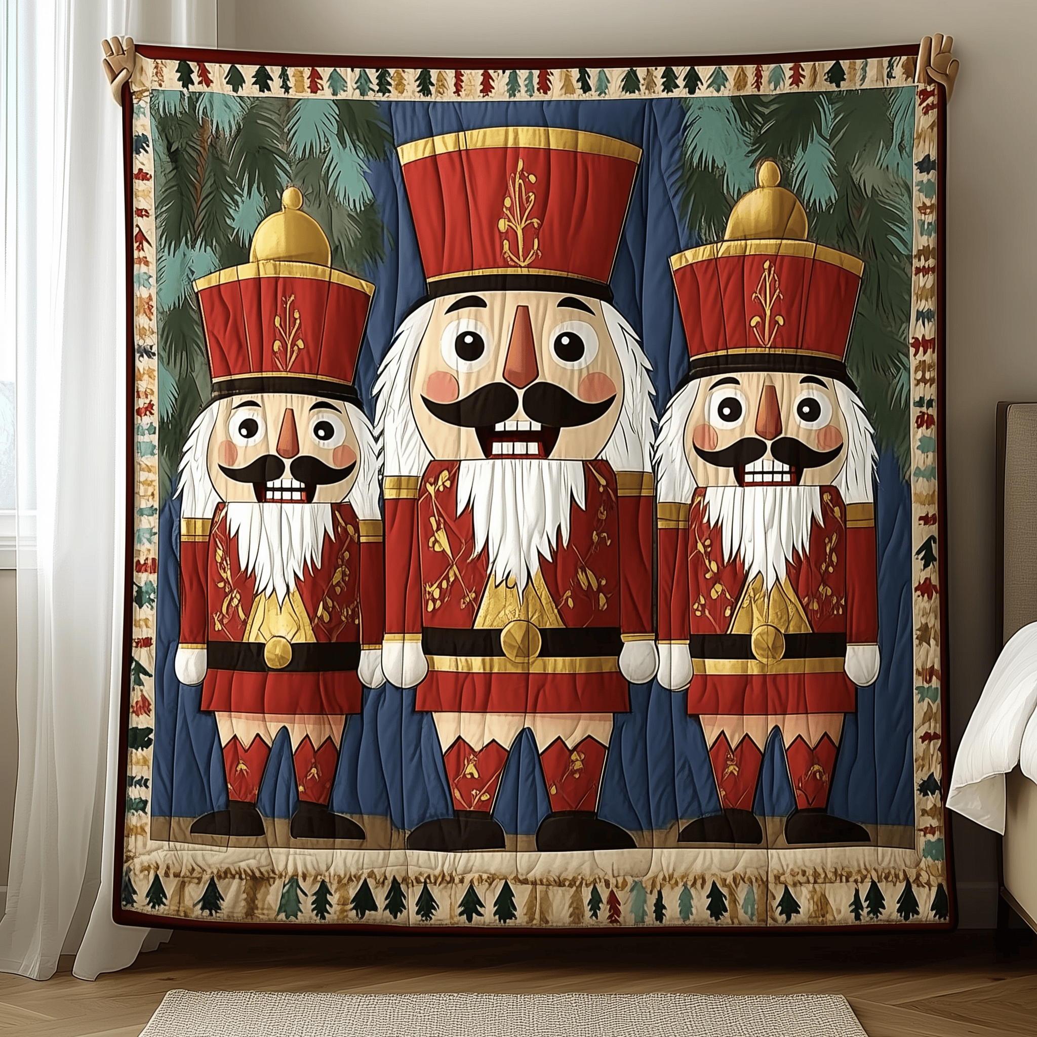 Whimsical Nutcracker Quilted Blanket Christmas Throw Blanket Christmas Gifts For Nana