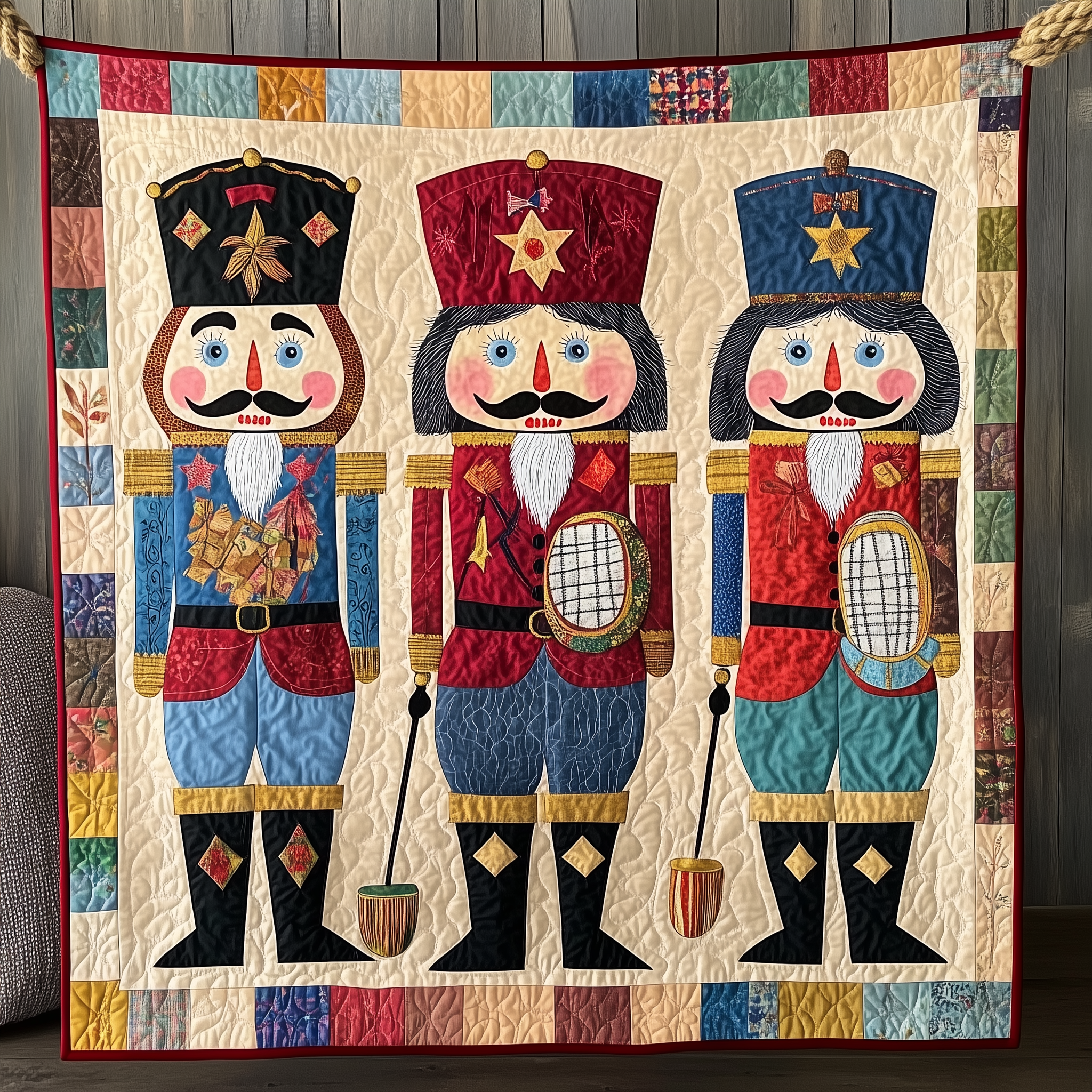 Whimsical Nutcracker Quilted Blanket Throws For Couch Anniversary Gift for Couples