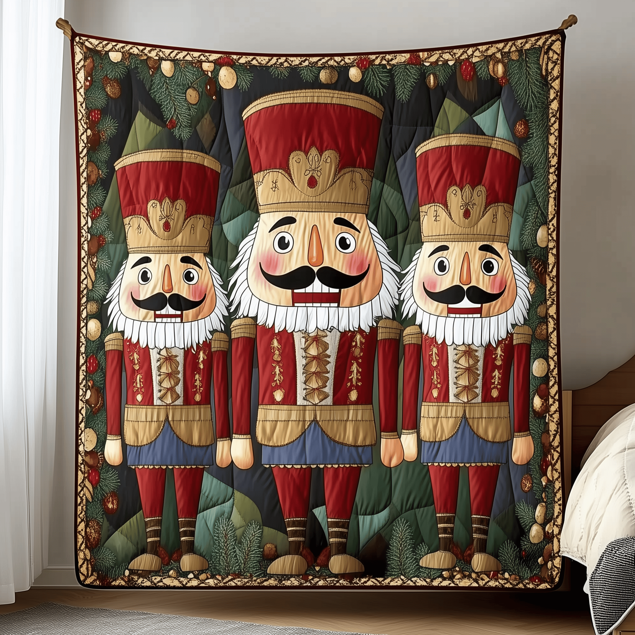 Whimsical Nutcracker Quilted Blanket Xmas Throws for Couch Christmas Gifts For My Girlfriend