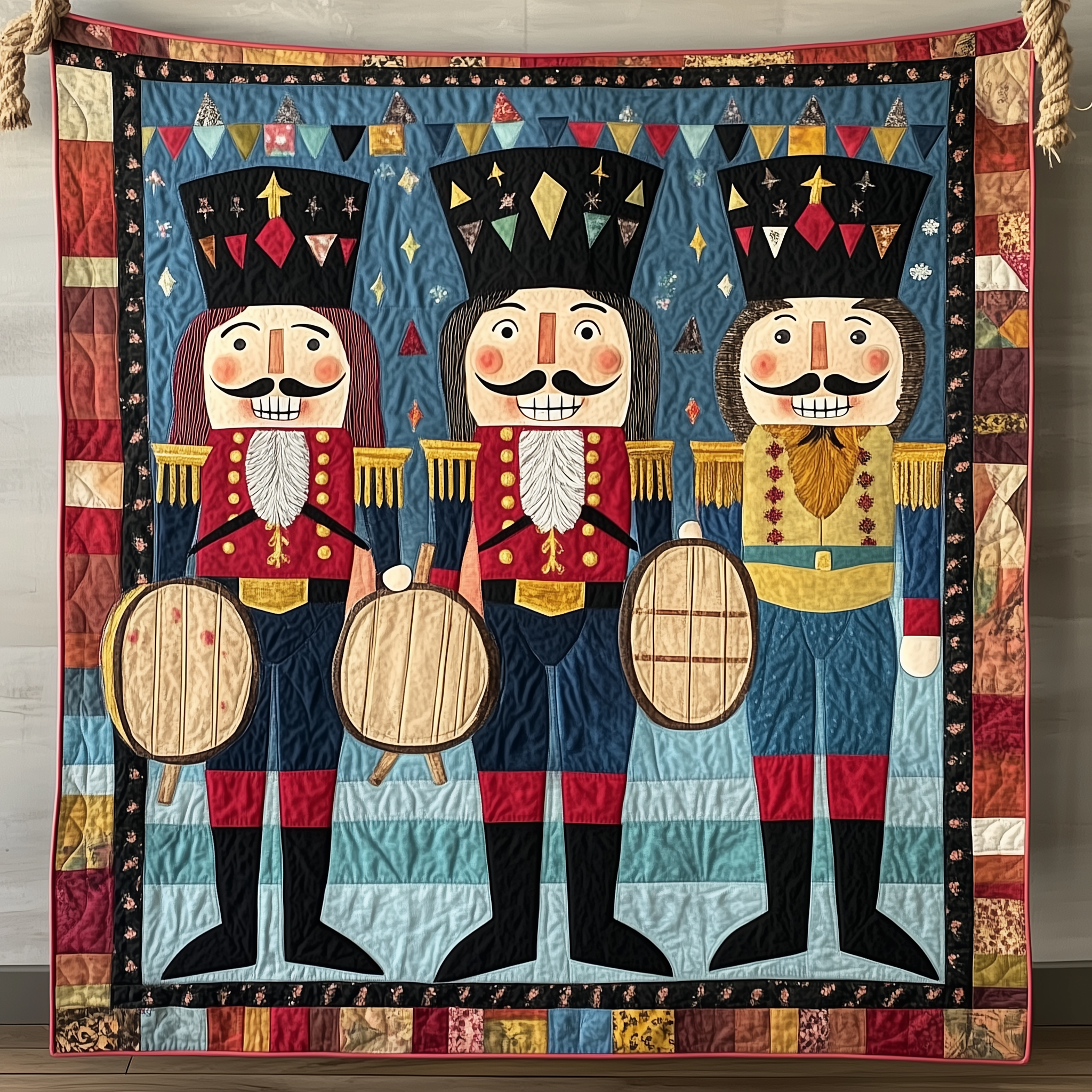 Whimsical Nutcracker Quilted Blanket Xmas Throws for Couch Gifts For Mom Who Has Everything