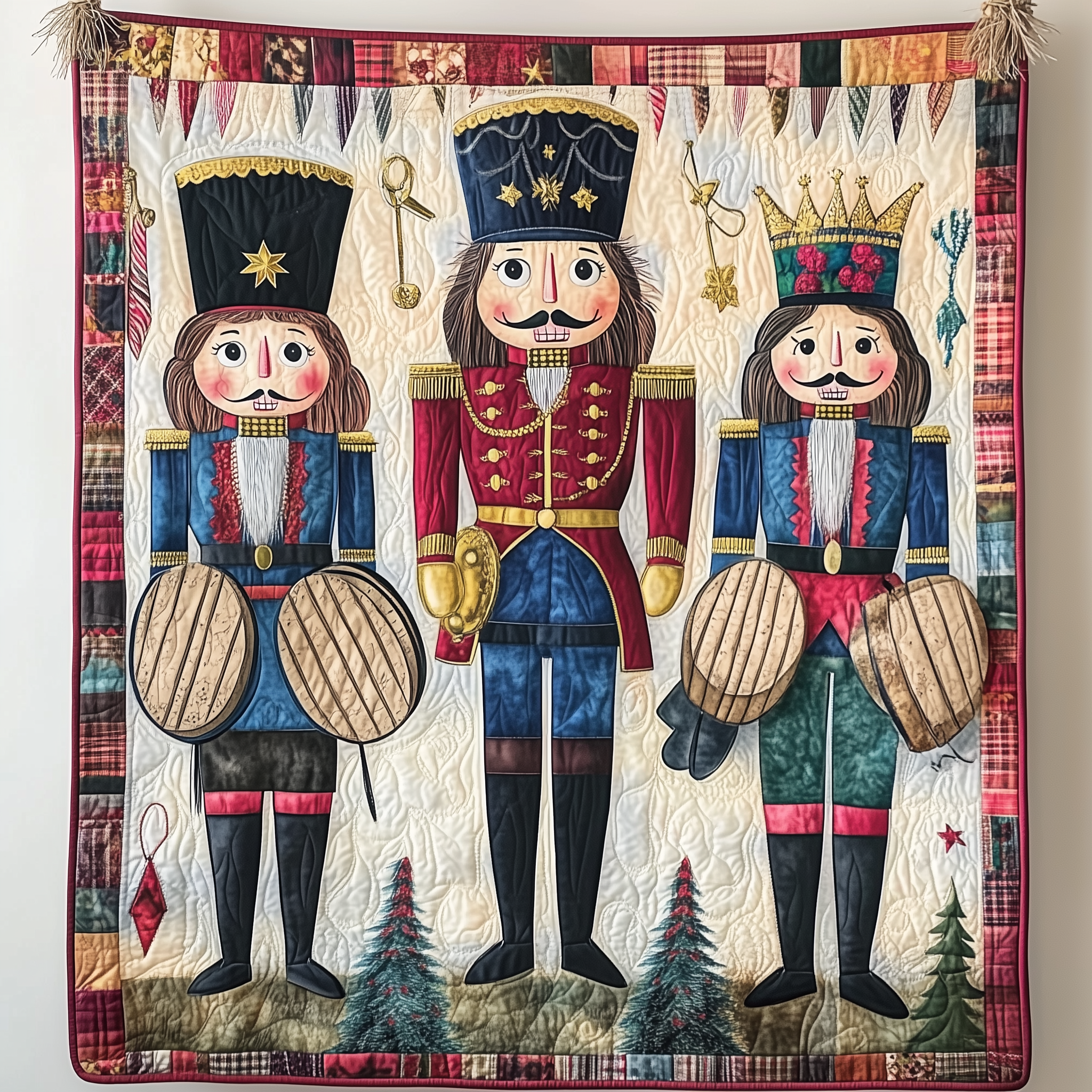 Whimsical Nutcracker Quilted Blanket Xmas Throws for Couch Nutcracker Themed Gifts