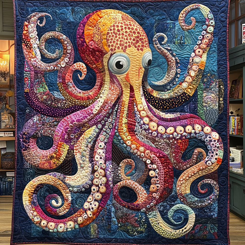 Whimsical Octopus Quilted Blanket Sofa Couch Throw Blanket Octopus Novelty Gifts