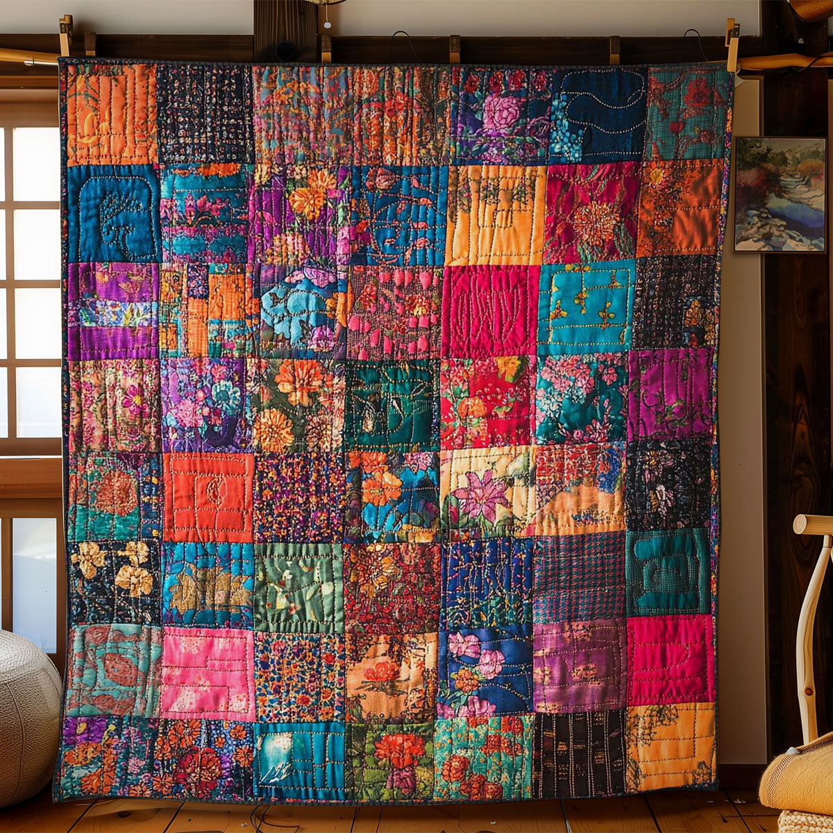 Whimsical Patchwork Quilt Unique Holiday Gift Idea with Quilt Blanket