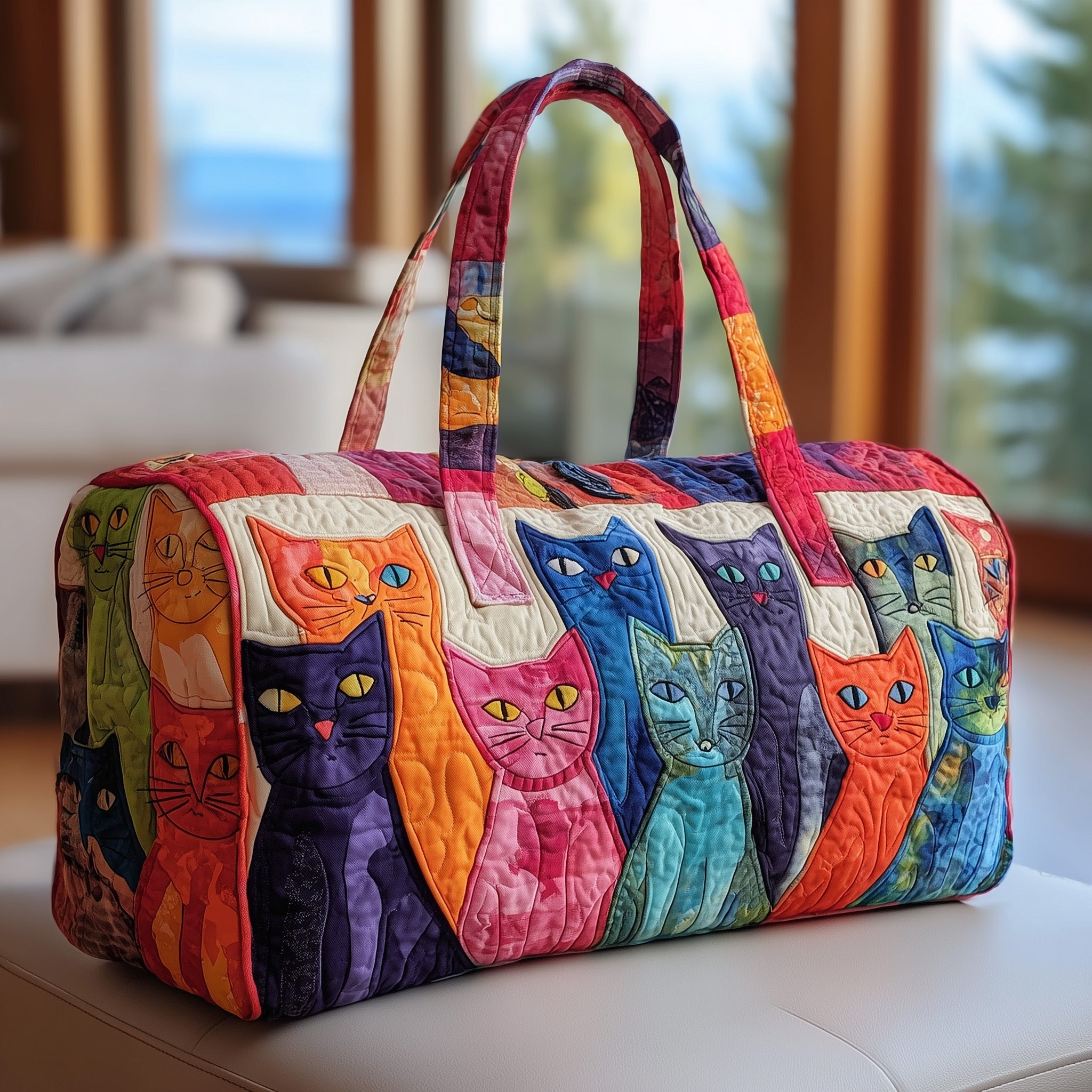 Whimsical Paw Quilted Duffle Bag Christmas Gift Idea