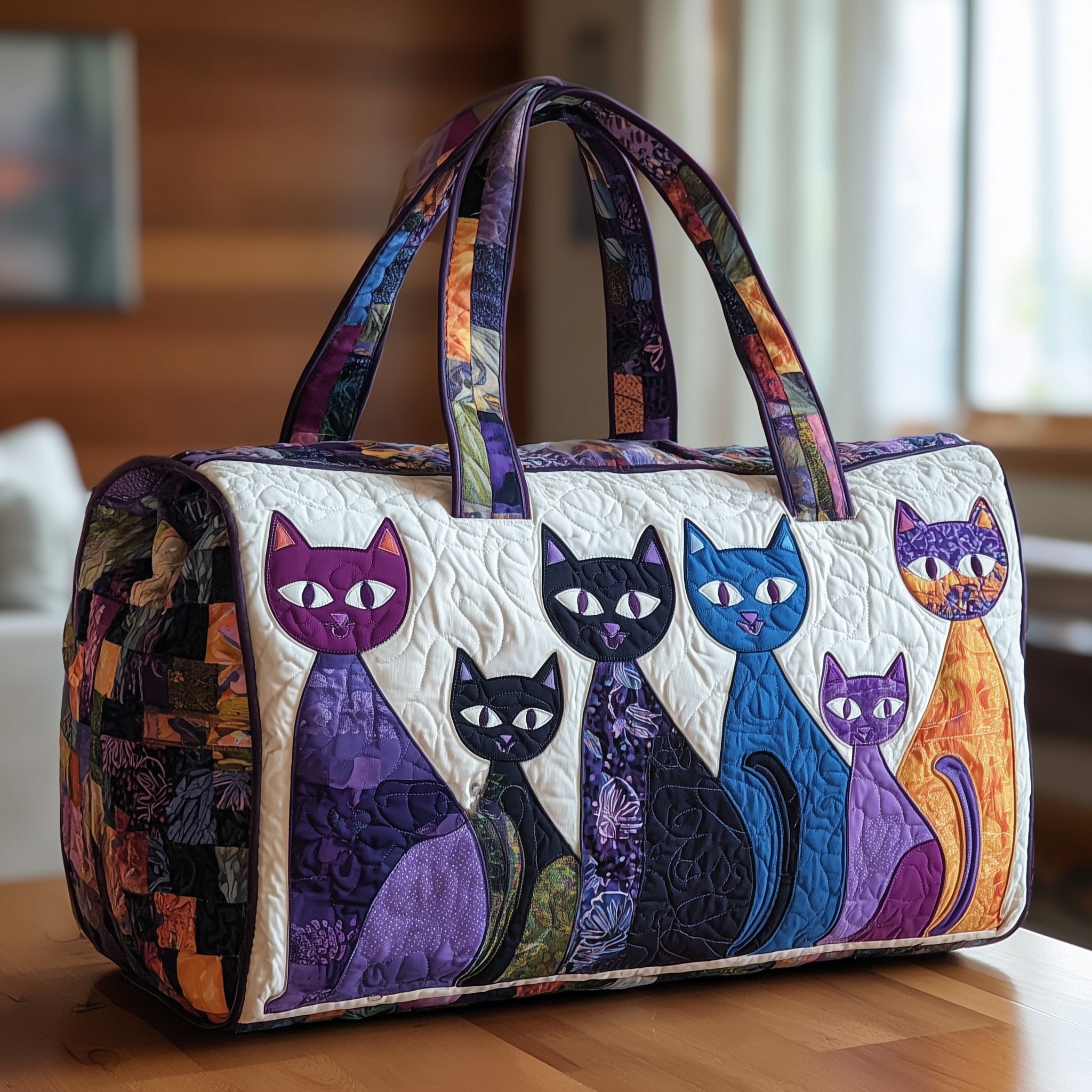 Whimsical Paw Quilted Duffle Bag Easy To Clean Surface