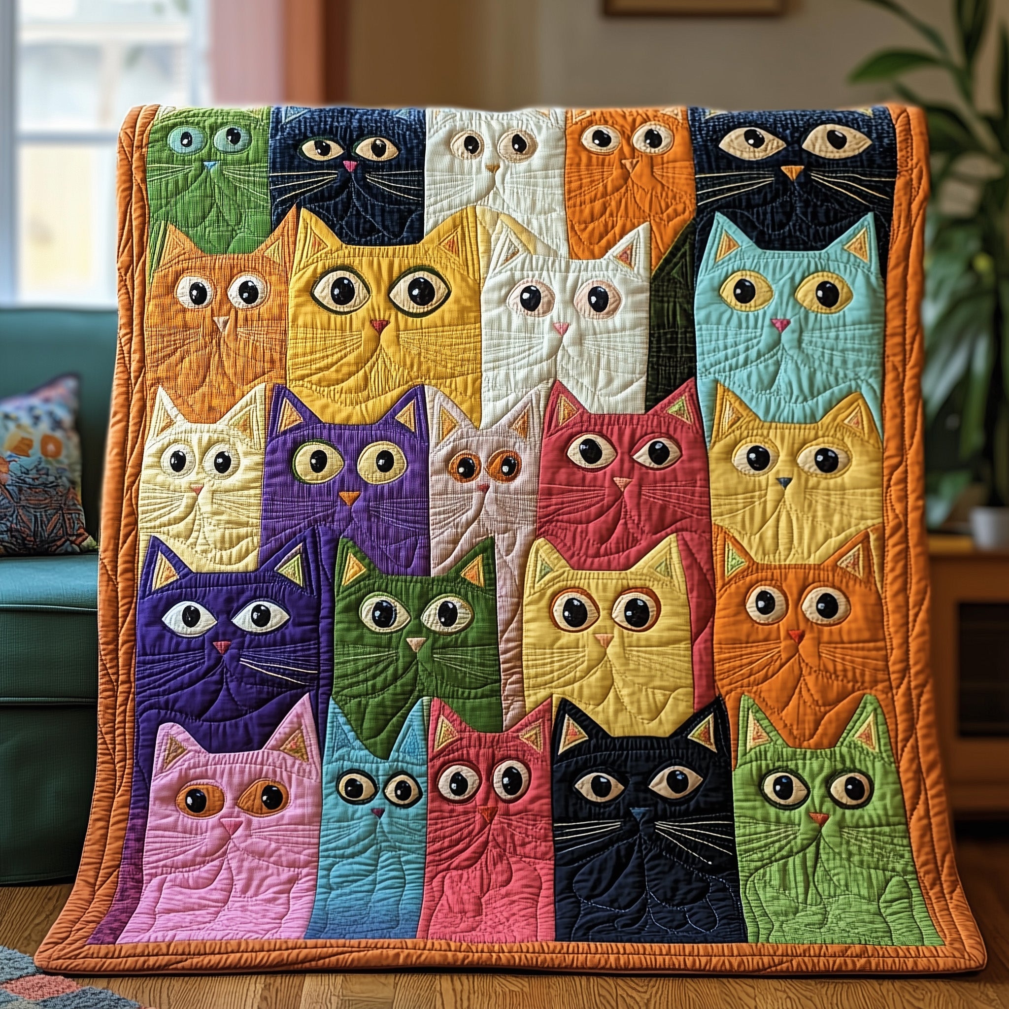 Whimsical Paws Quilted Blanket Sofa Throw BlanketCool Gifts For Cat Lovers