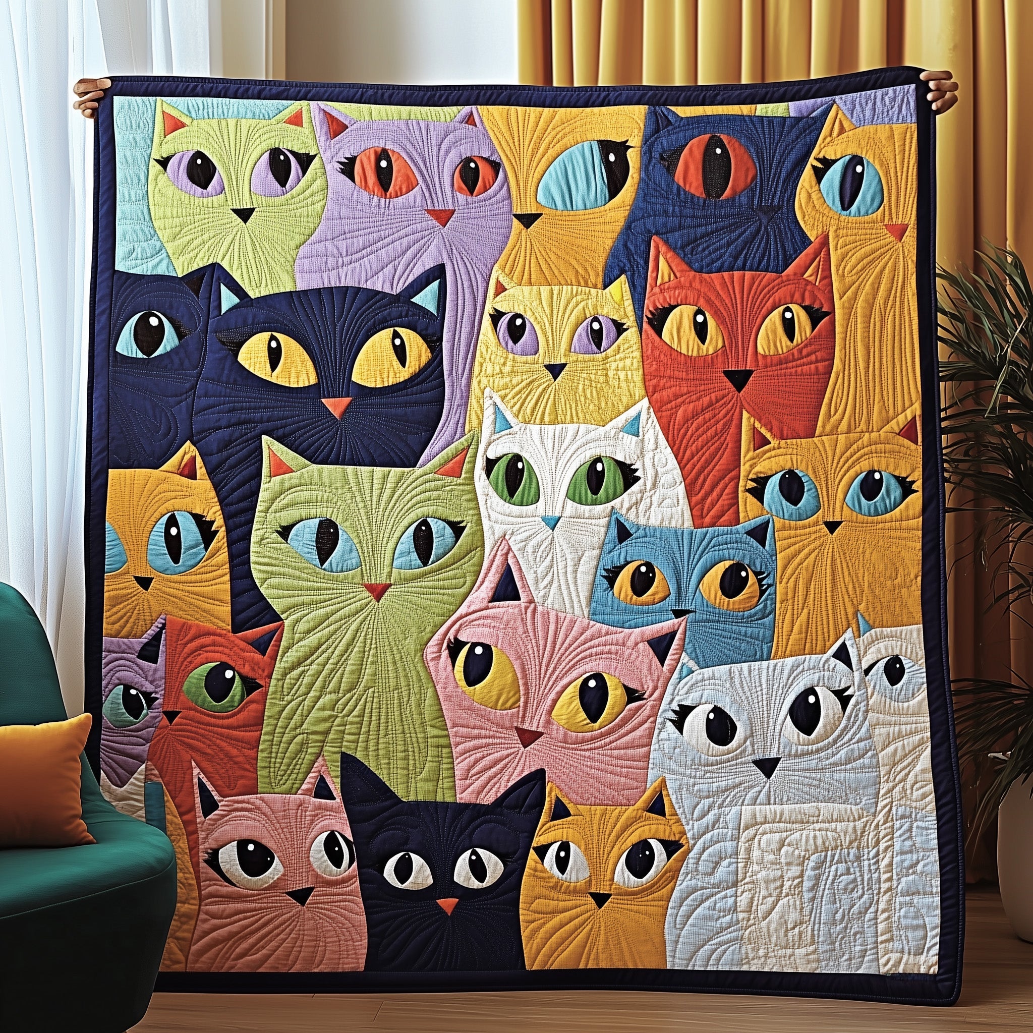 Whimsical Paws Quilted Blanket Sofa Throw BlanketGreat Cat Gifts