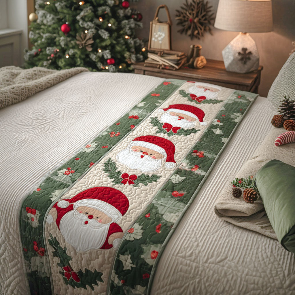Whimsical Pine Quilted Bed Runner Holiday Bedroom Ideas Secret Santa Gifts
