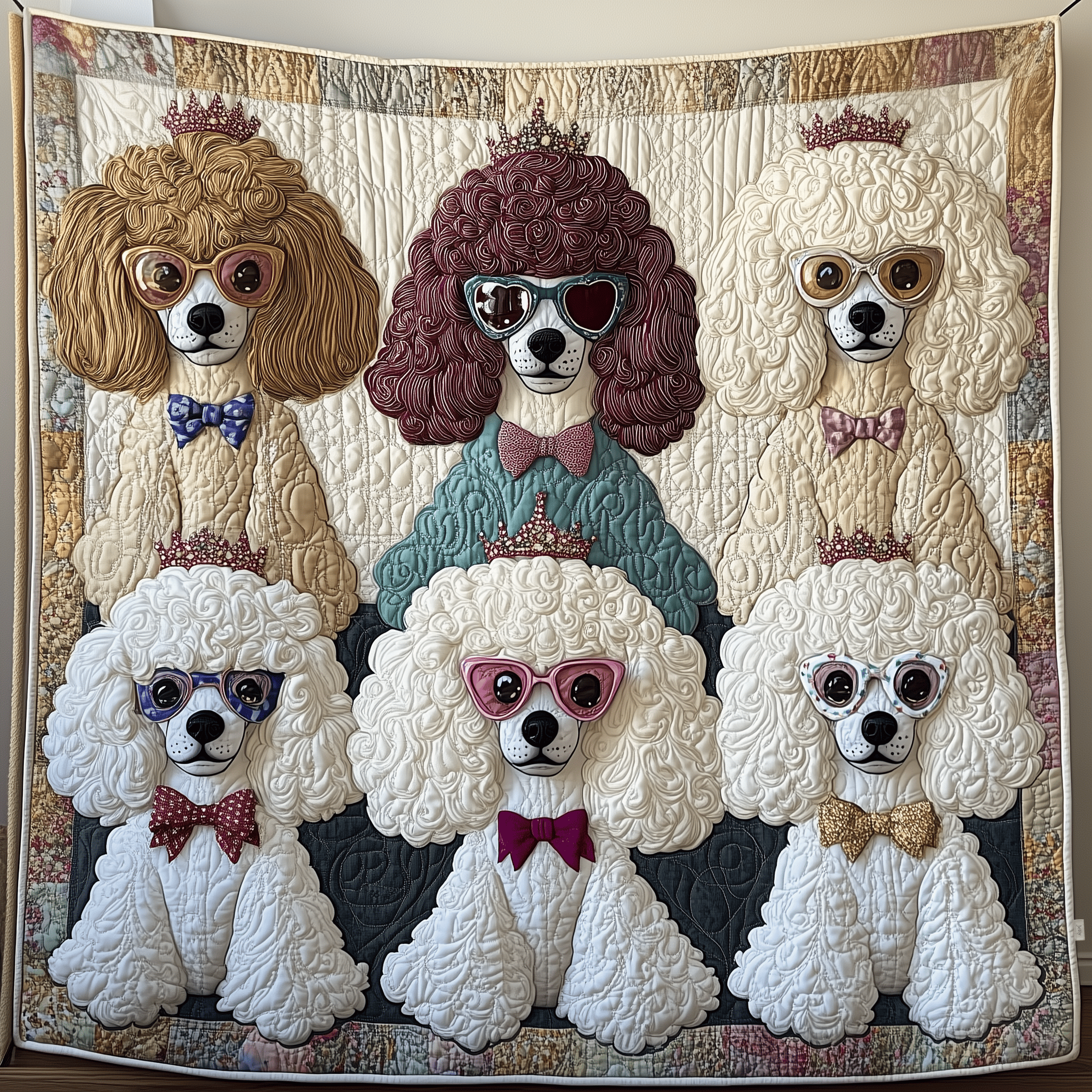 Whimsical Poodle Quilted Blanket Christmas Quilted Blanket Christmas Gifts For Her