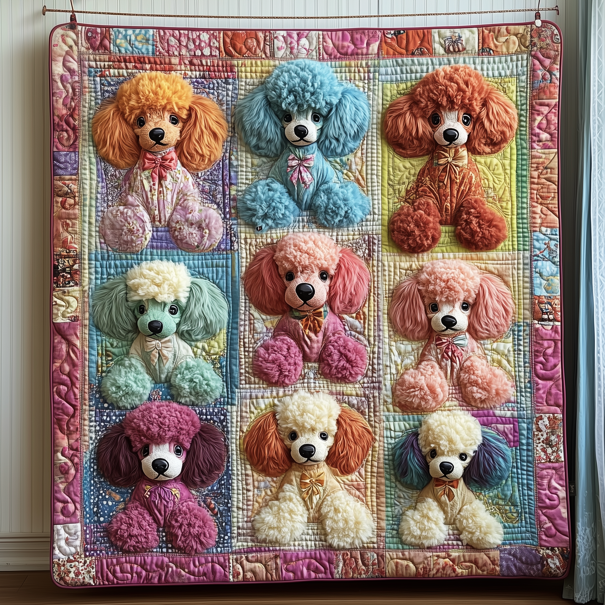 Whimsical Poodle Quilted Blanket Christmas Quilted Blanket Cute Christmas Gifts For Parents