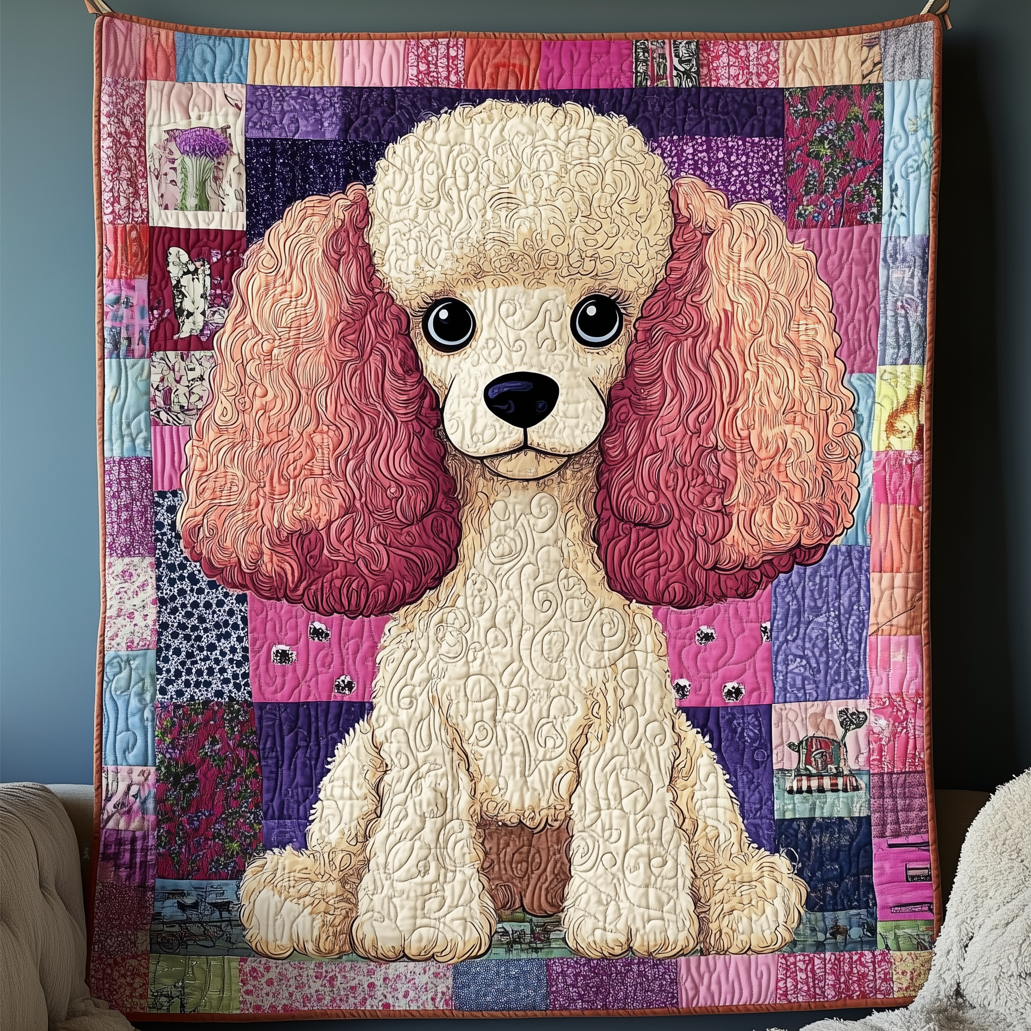 Whimsical Poodle Quilted Blanket Christmas Throw Blanket Best Christmas Gifts For Dog Mom