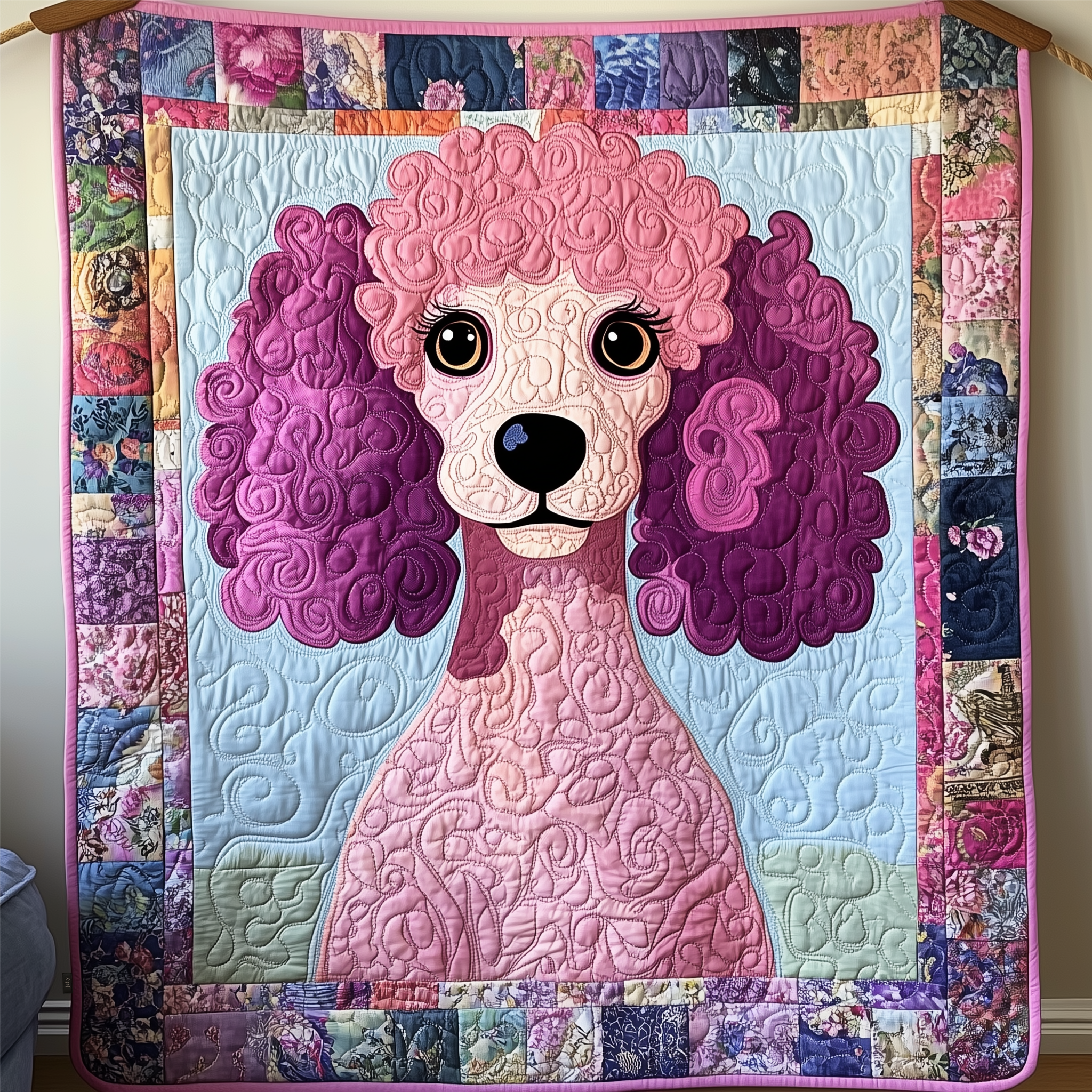 Whimsical Poodle Quilted Blanket Christmas Throw Blanket Best Christmas Gifts For Mom