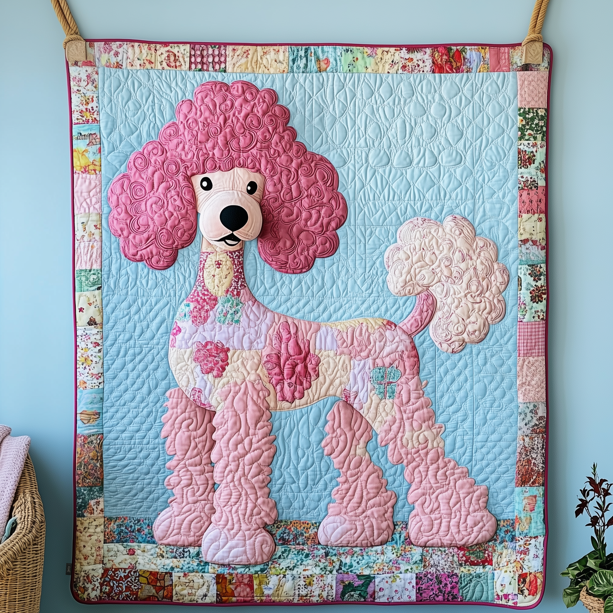 Whimsical Poodle Quilted Blanket Christmas Throw Blanket Best Christmas Gifts For Pet Owners