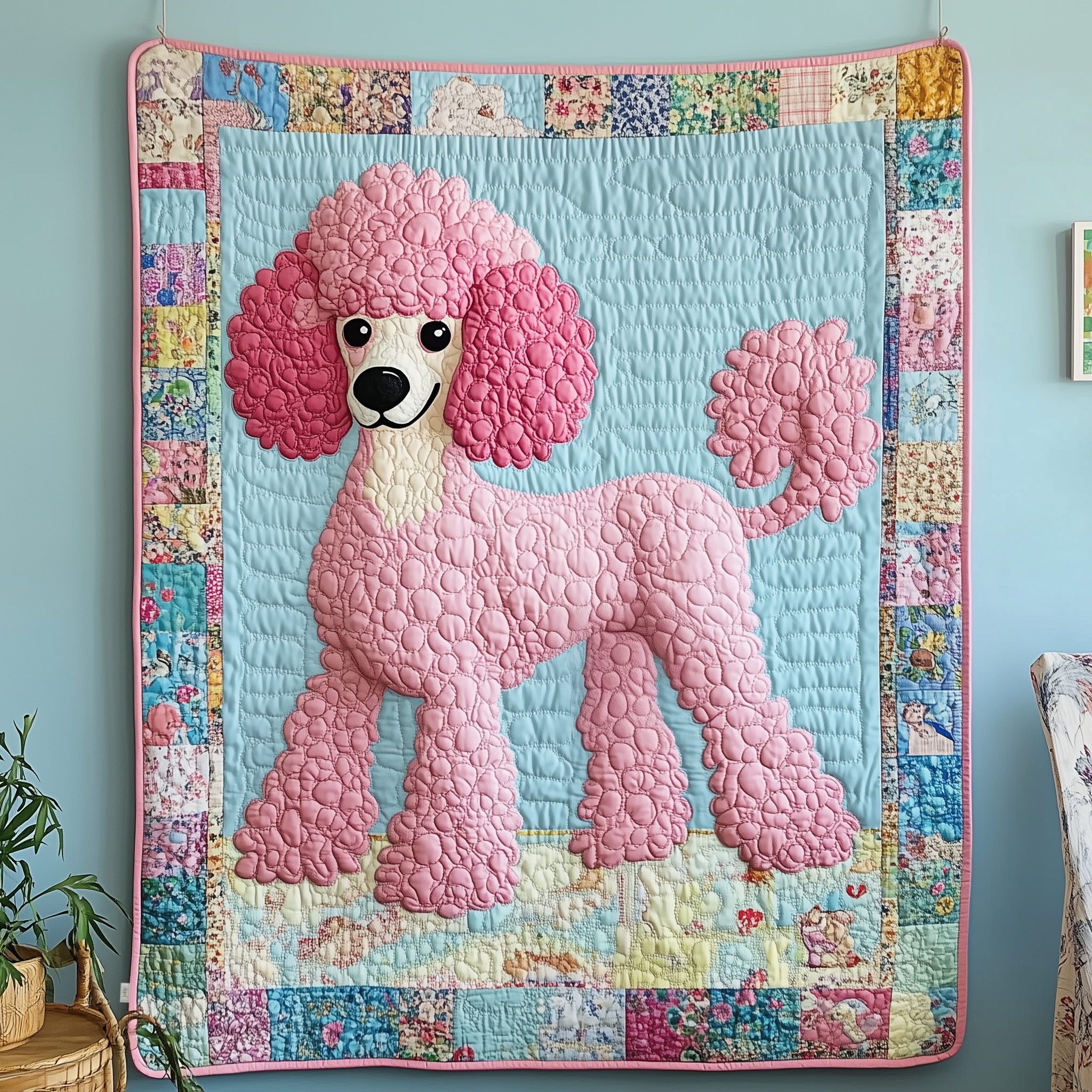 Whimsical Poodle Quilted Blanket Christmas Throw Blanket Best Christmas Gifts For Women