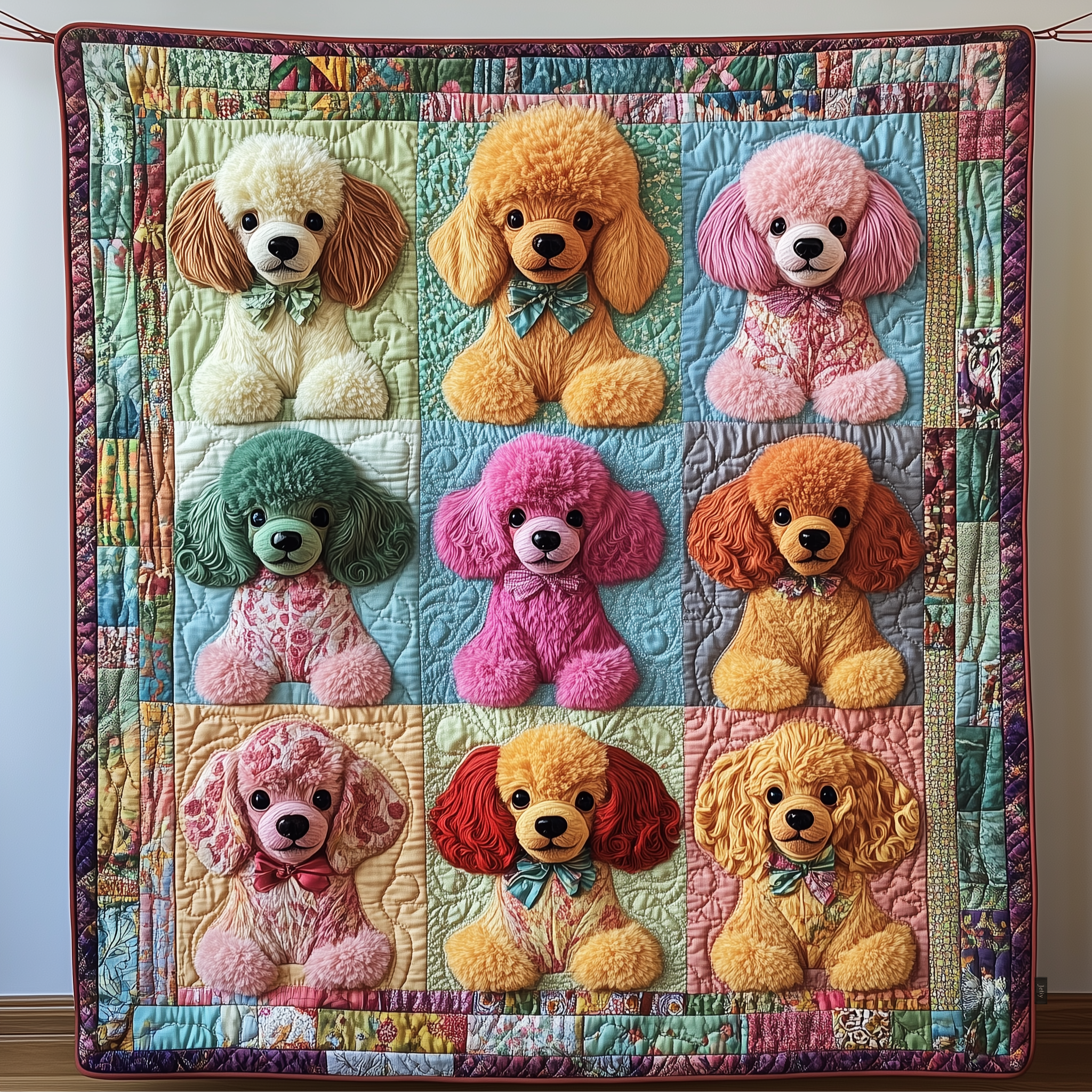 Whimsical Poodle Quilted Blanket Christmas Throw Blanket Christmas Presents For Dog Mom