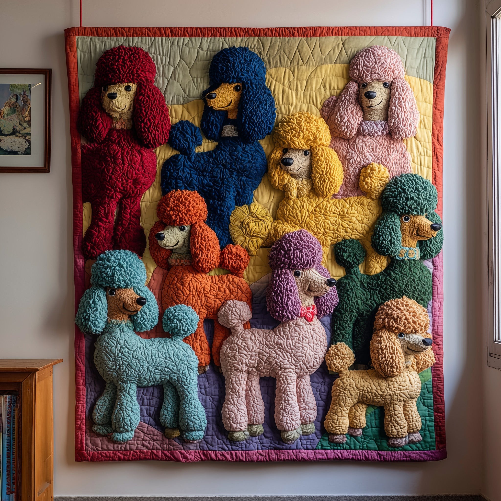Whimsical Poodle Quilted Blanket Cozy Christmas Quilted Blanket
