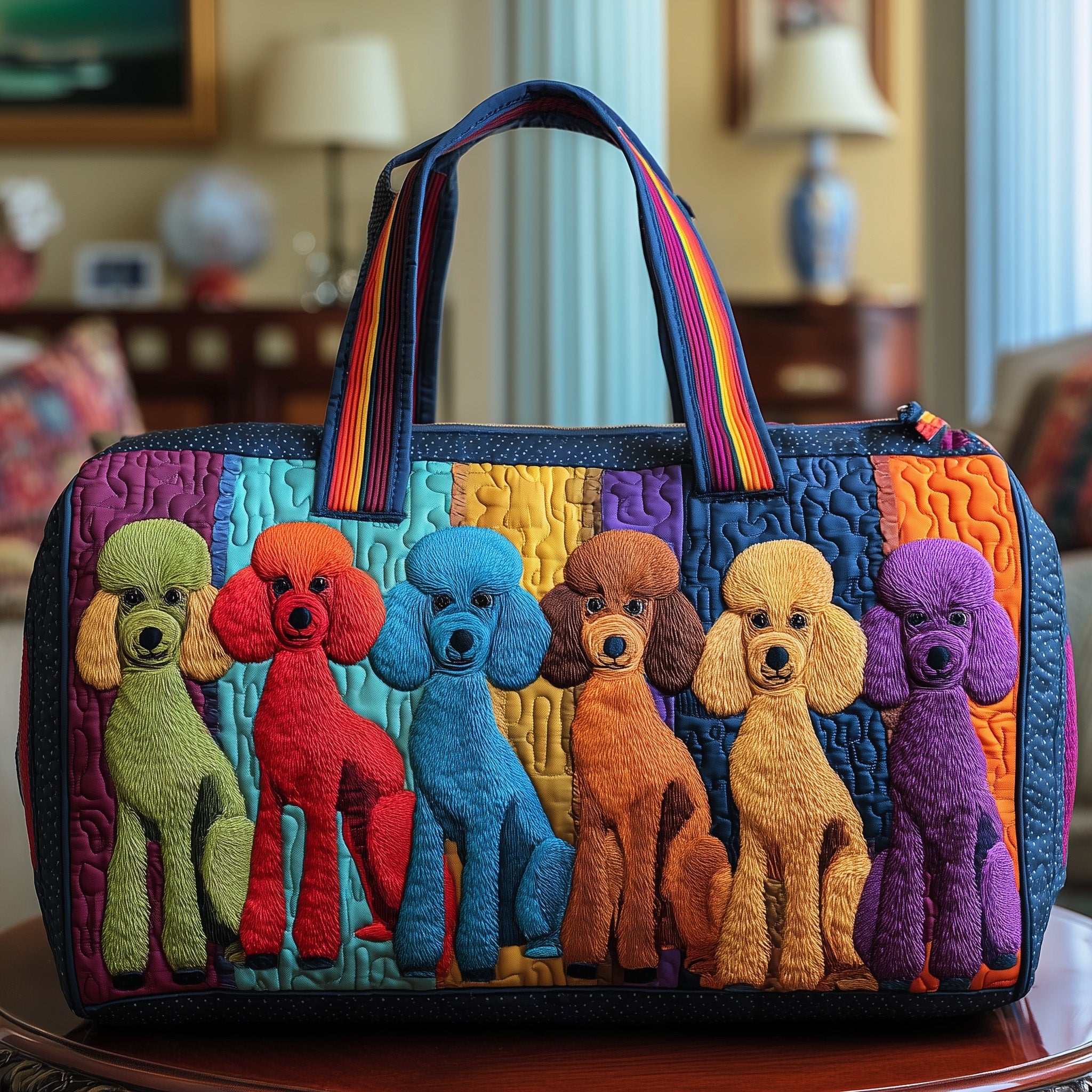 Whimsical Poodle Quilted Duffle Bag New Year Gift Idea