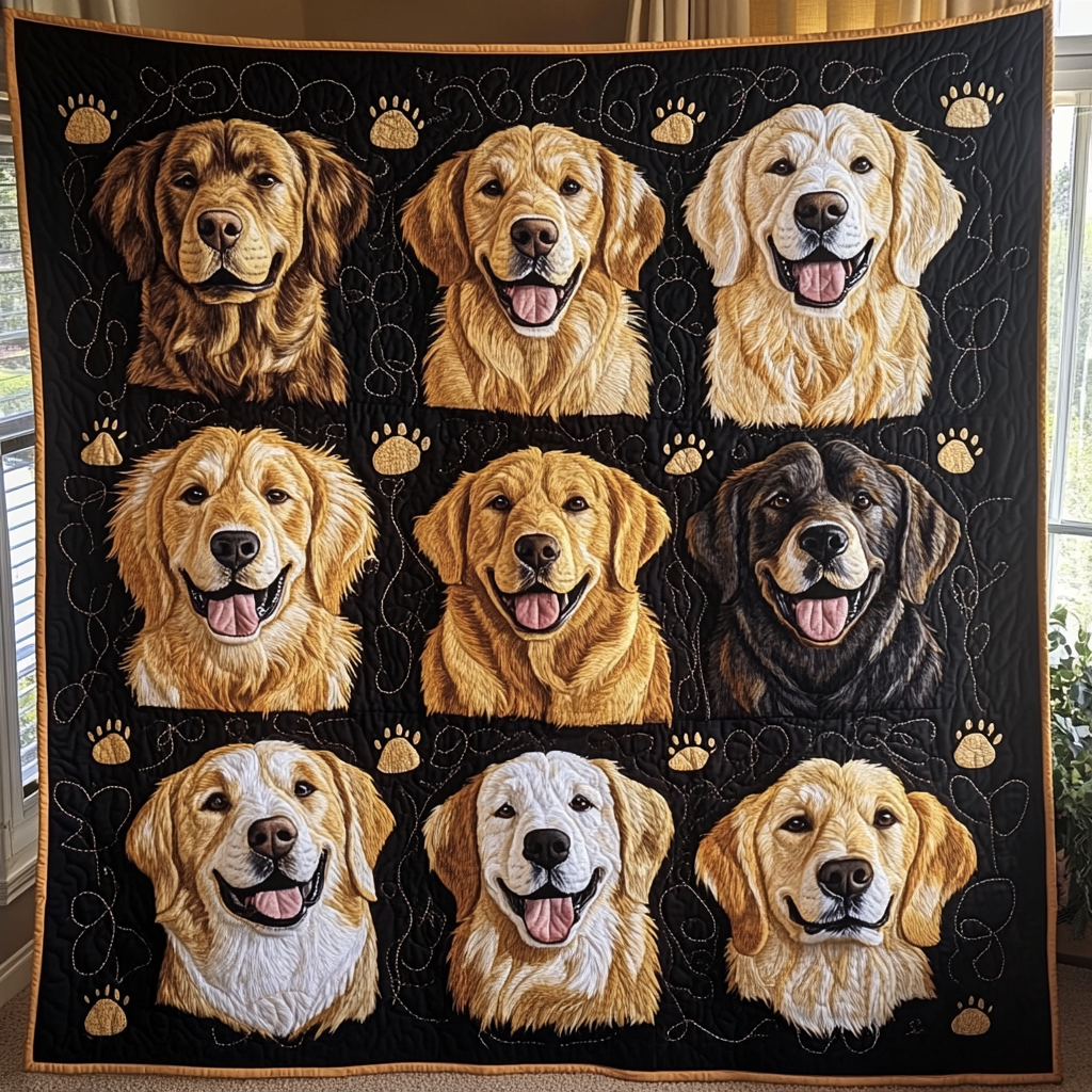 Whimsical Puppy Collection Quilted Blanket Gifts For Pet Owners