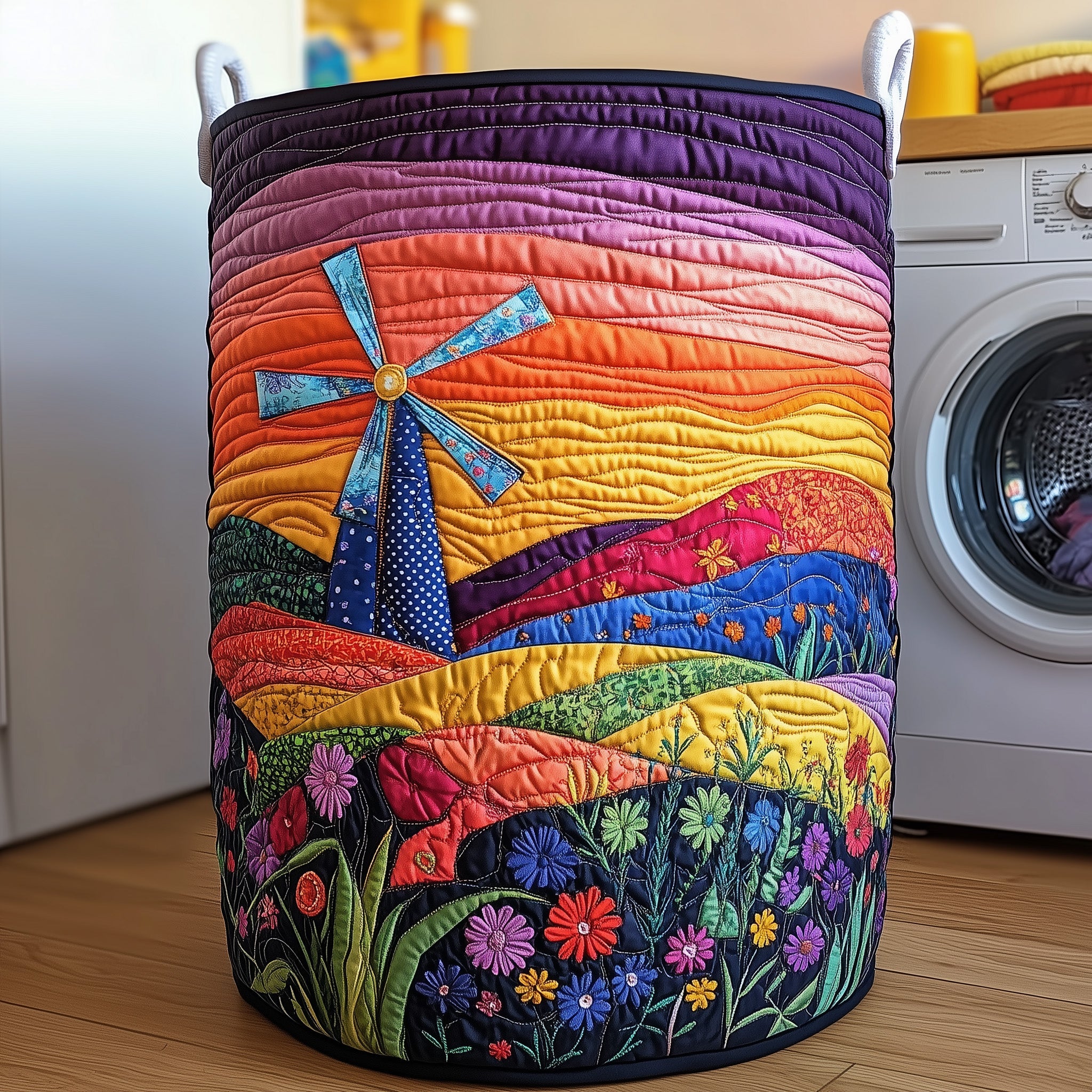 Whimsical Quilted Laundry Basket Gifts For Flower Enthusiasts