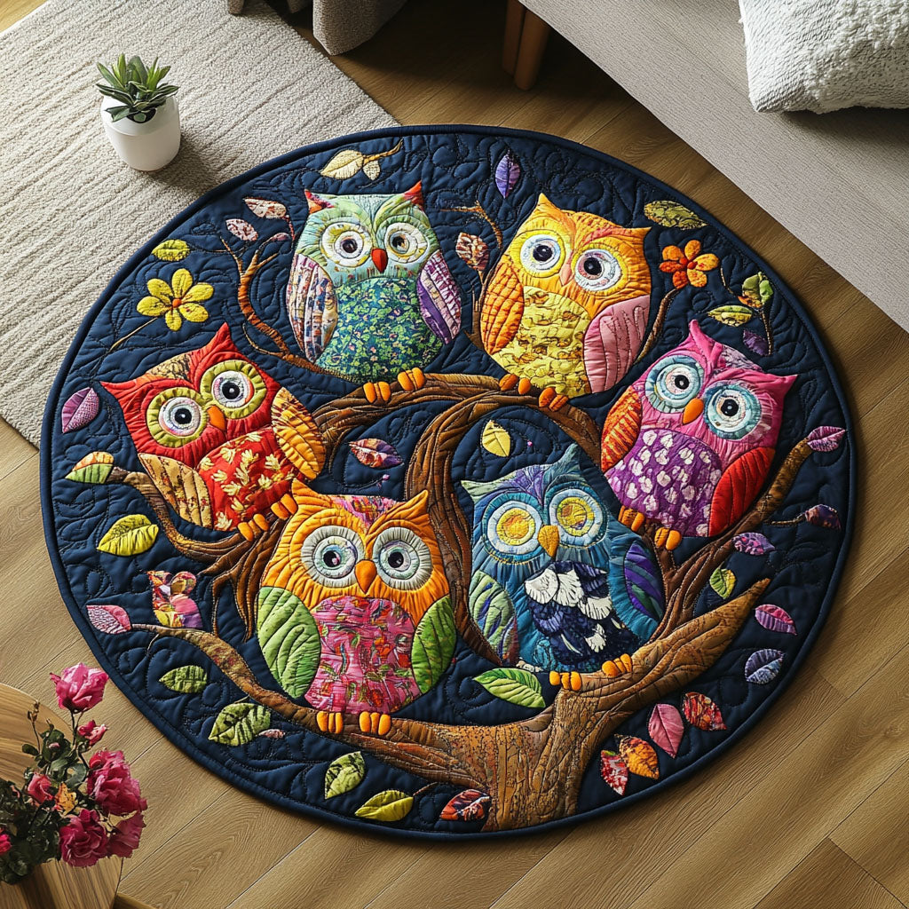 Whimsical Quilted Round Mat Outdoor Entryway Decor Christmas Gifts For Flower Lovers