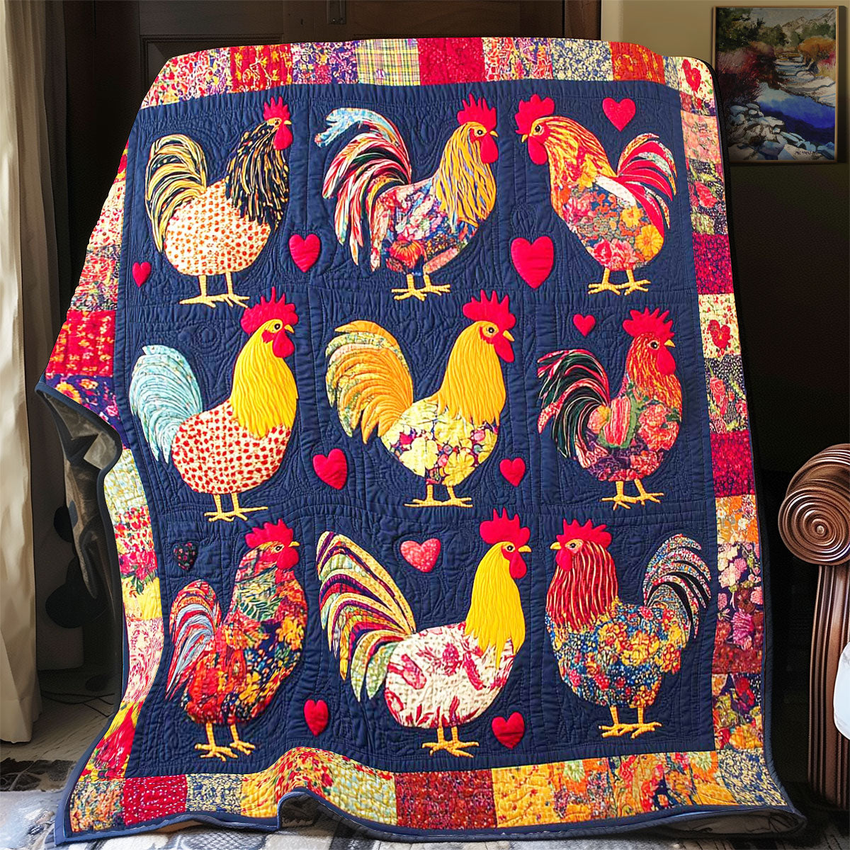 Whimsical Rooster Quilt Luxury Quilt Blanket for Elegant Home Decor