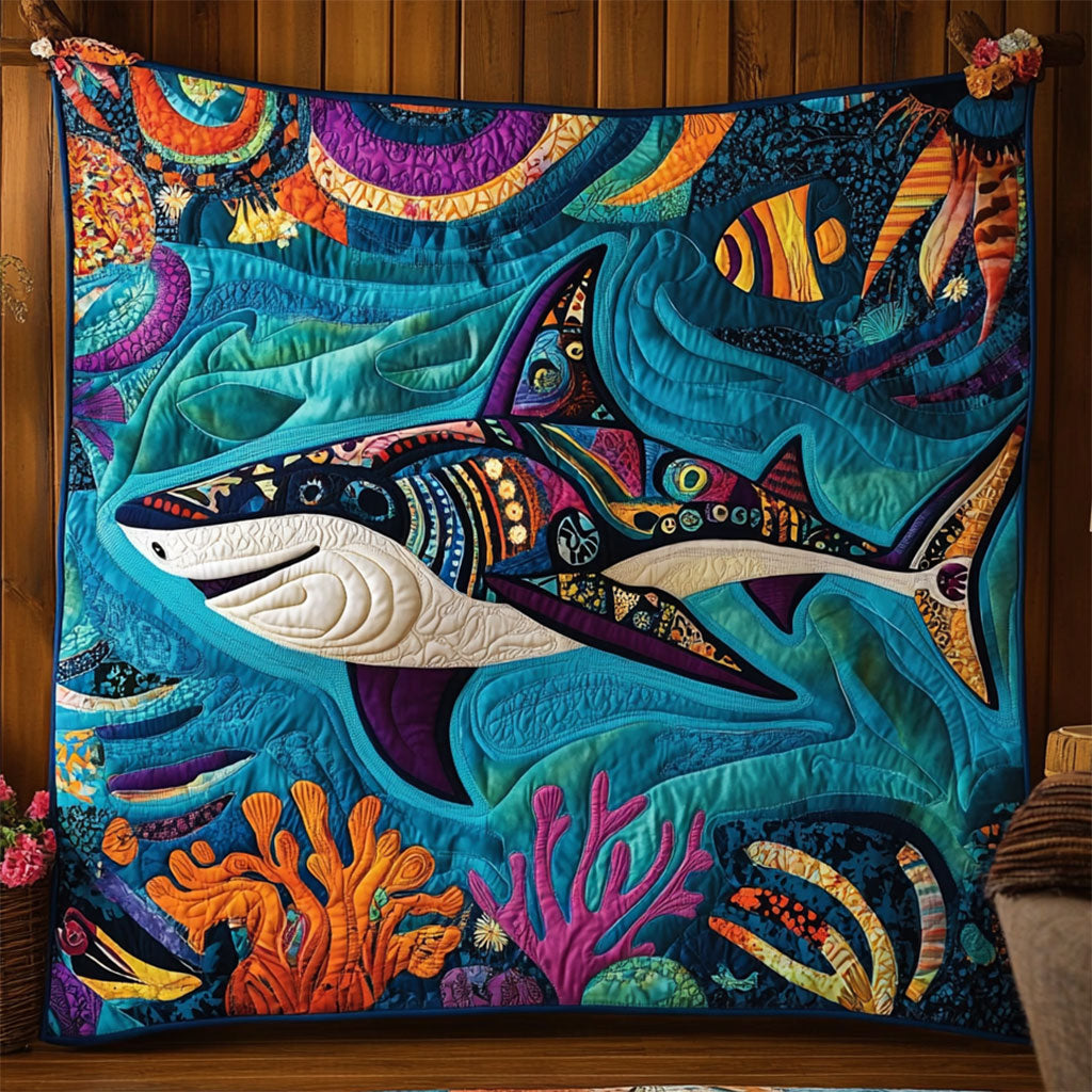 Whimsical Shark Quilt Premium Quilt Blanket to Enhance Bedroom Comfort
