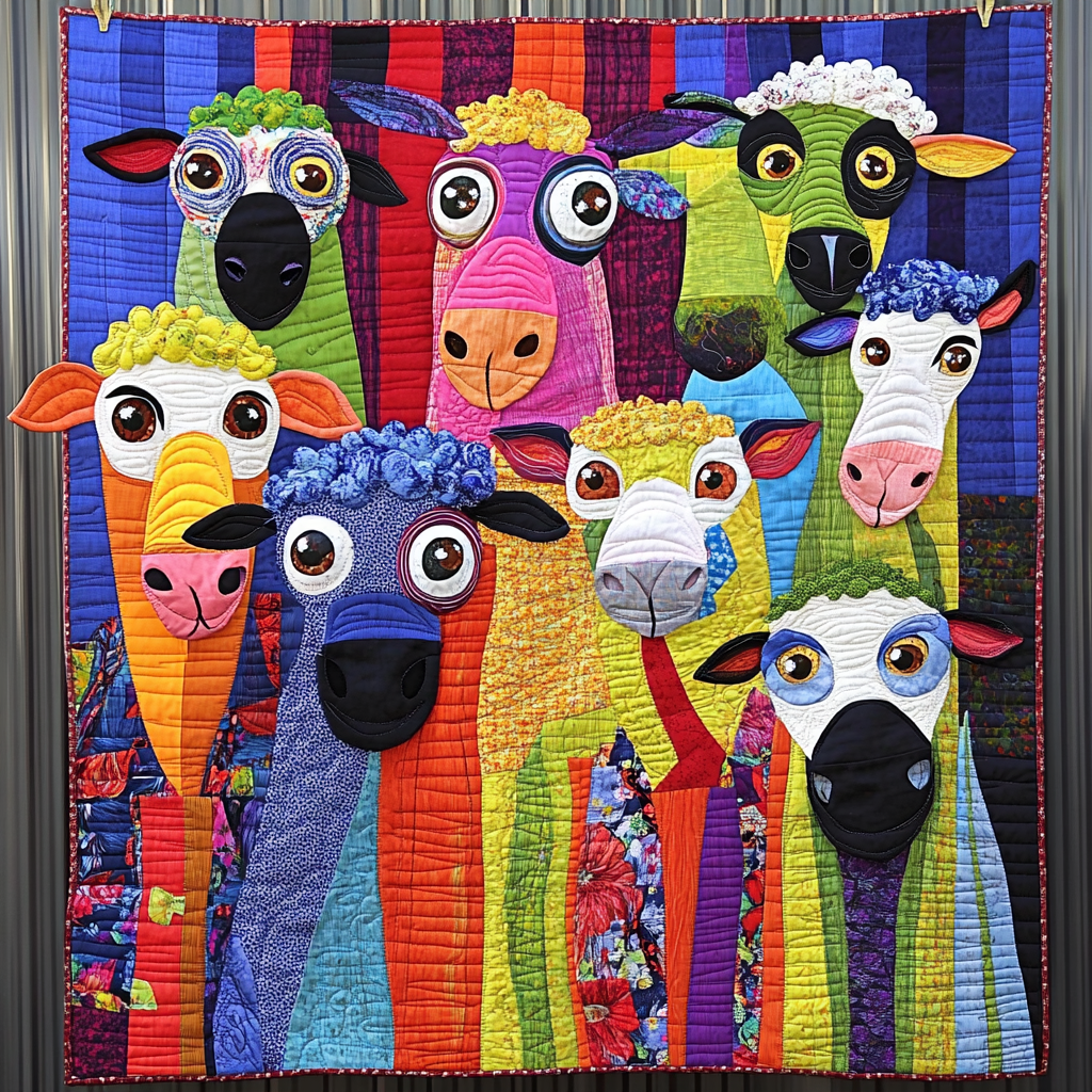 Whimsical Sheep Quilted Blanket Presents For Sheep Lovers