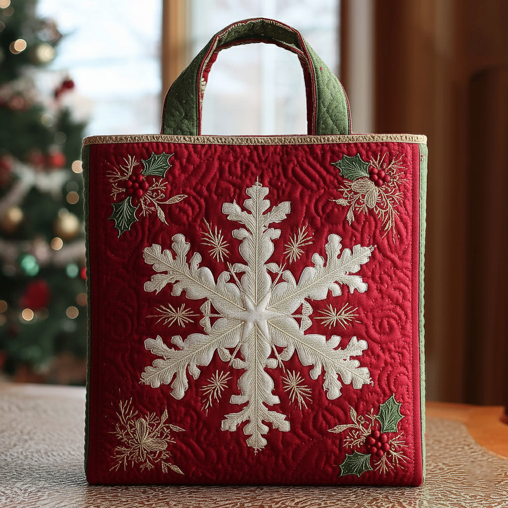 Whimsical Snowflake Burst Quilted Tote Bag Family Ideas For Christmas Gifts