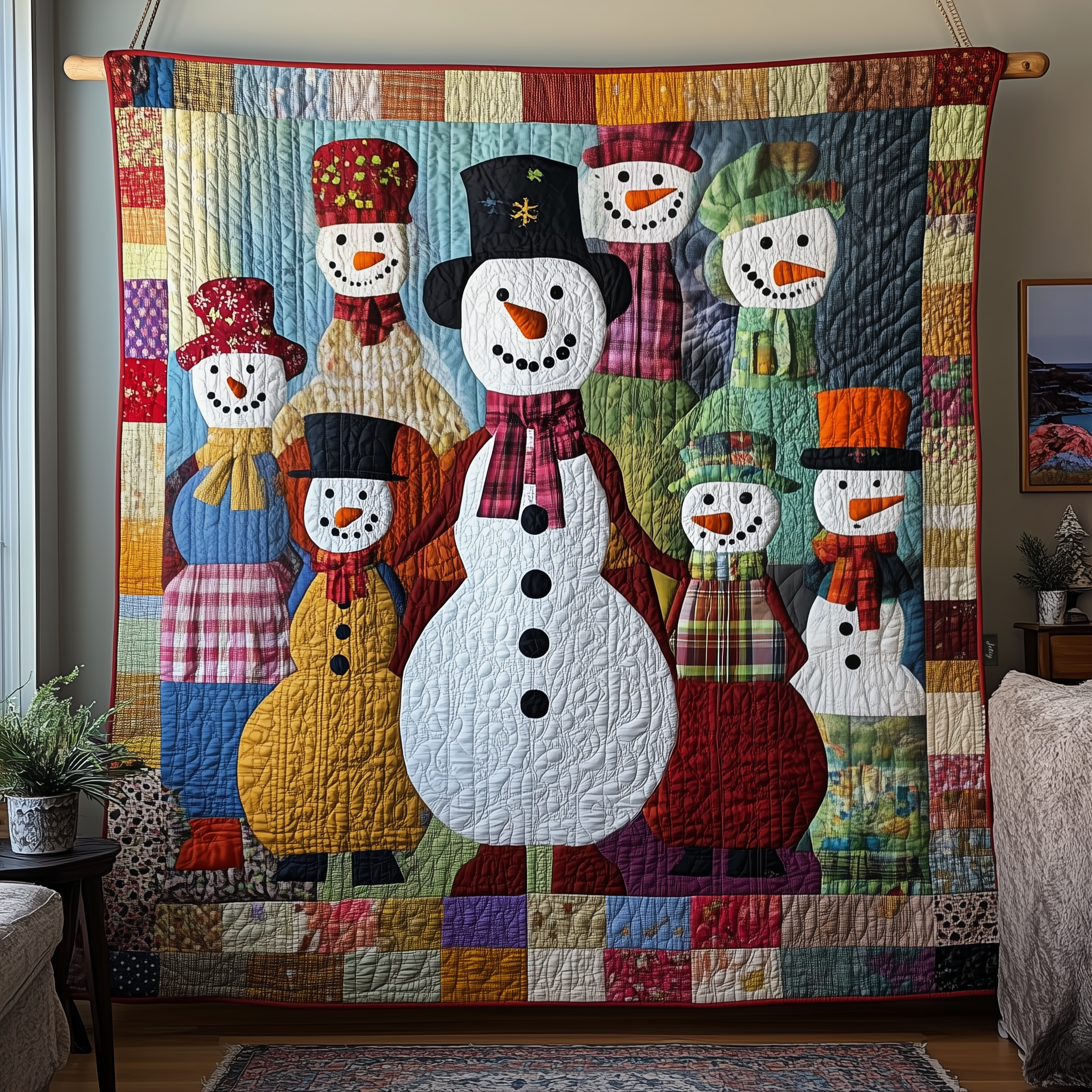 Whimsical Snowman Quilted Blanket Christmas Throw Blanket Christmas Presents For Wife
