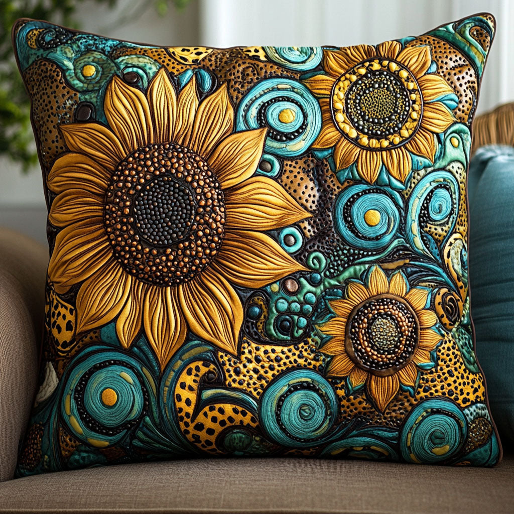Whimsical Sunflowers Quilted Pillow Case Throw Pillow Cases Sunflower Gifts For Grandma