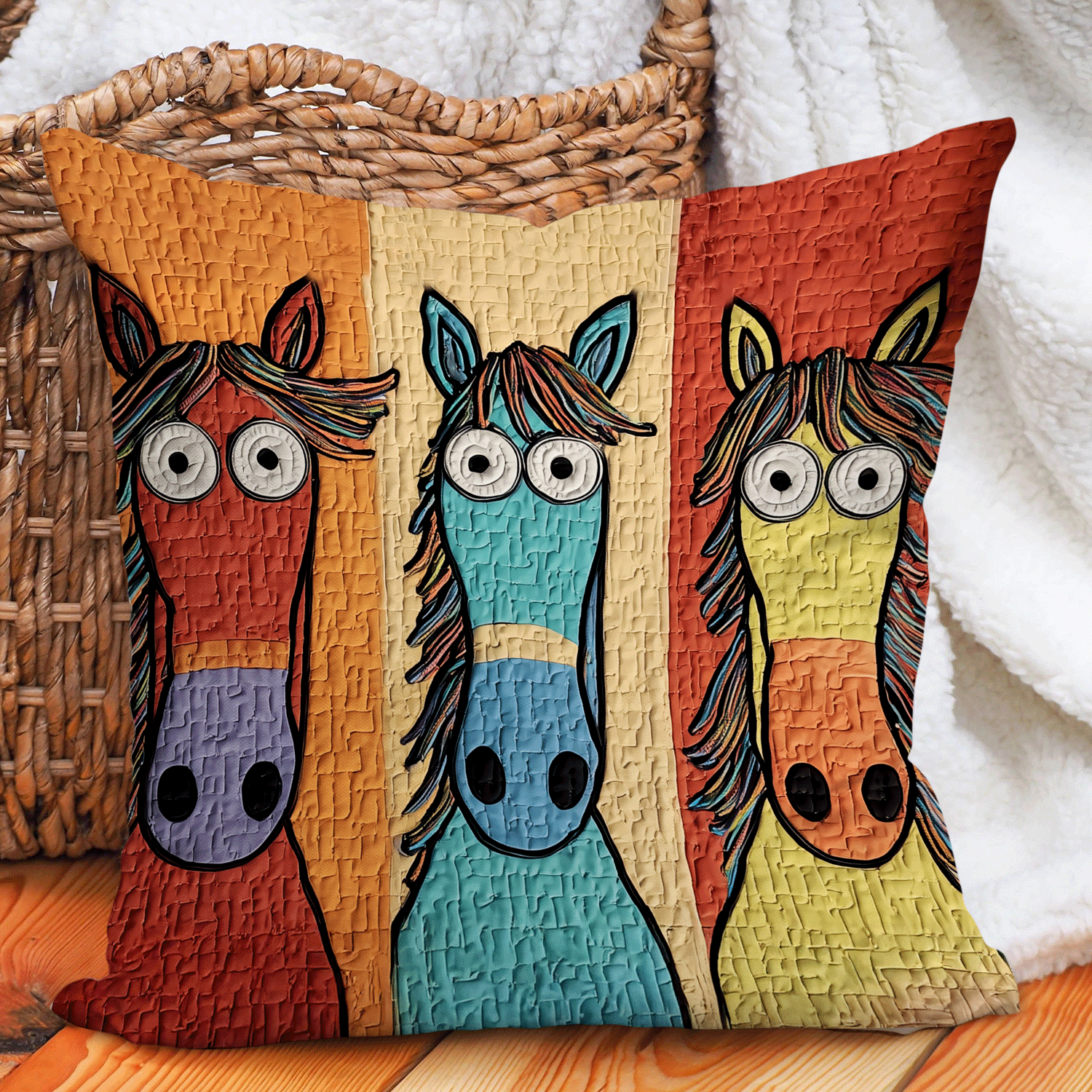 Whimsical Trail Quilted Pillow Case Holiday Pillow Covers Cool Gifts For Horse Lovers