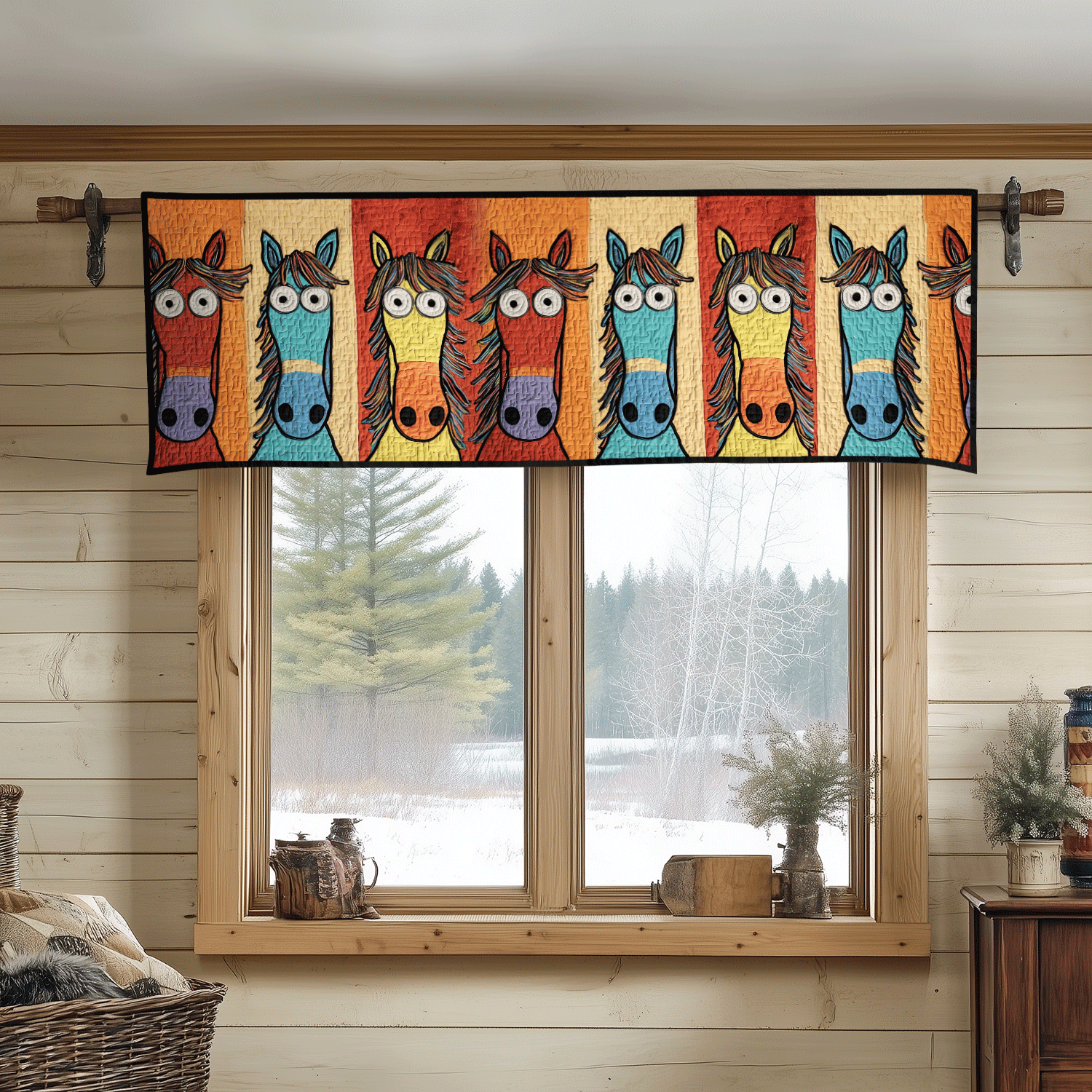 Whimsical Trail Quilted Valance Christmas Entryway Decor Gift Ideas For Horse Lovers