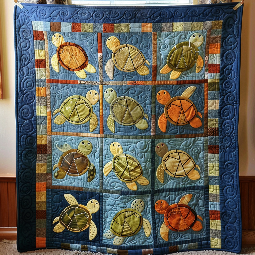 Whimsical Turtle Quilted Blanket Gifts For A Turtle Lover