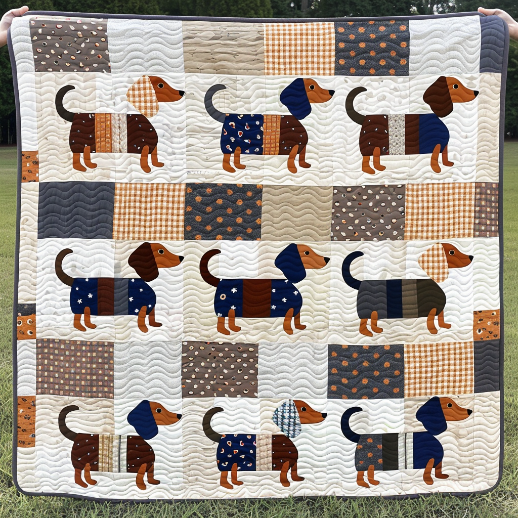Whimsical Wiener Puppies Quilted Blanket Christmas Gifts For Friends