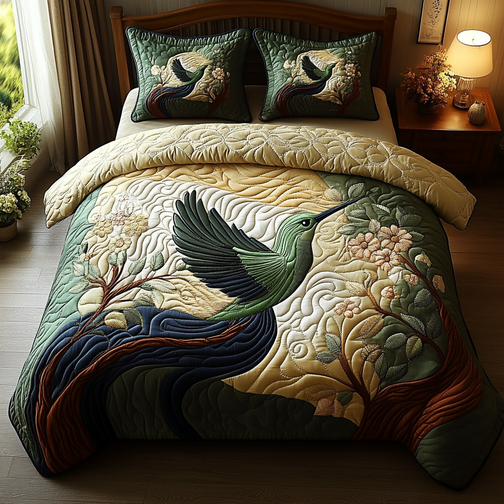 Whimsical Wings Quilted Bedding Set Best Comforter Sets Novelty Hummingbird Presents
