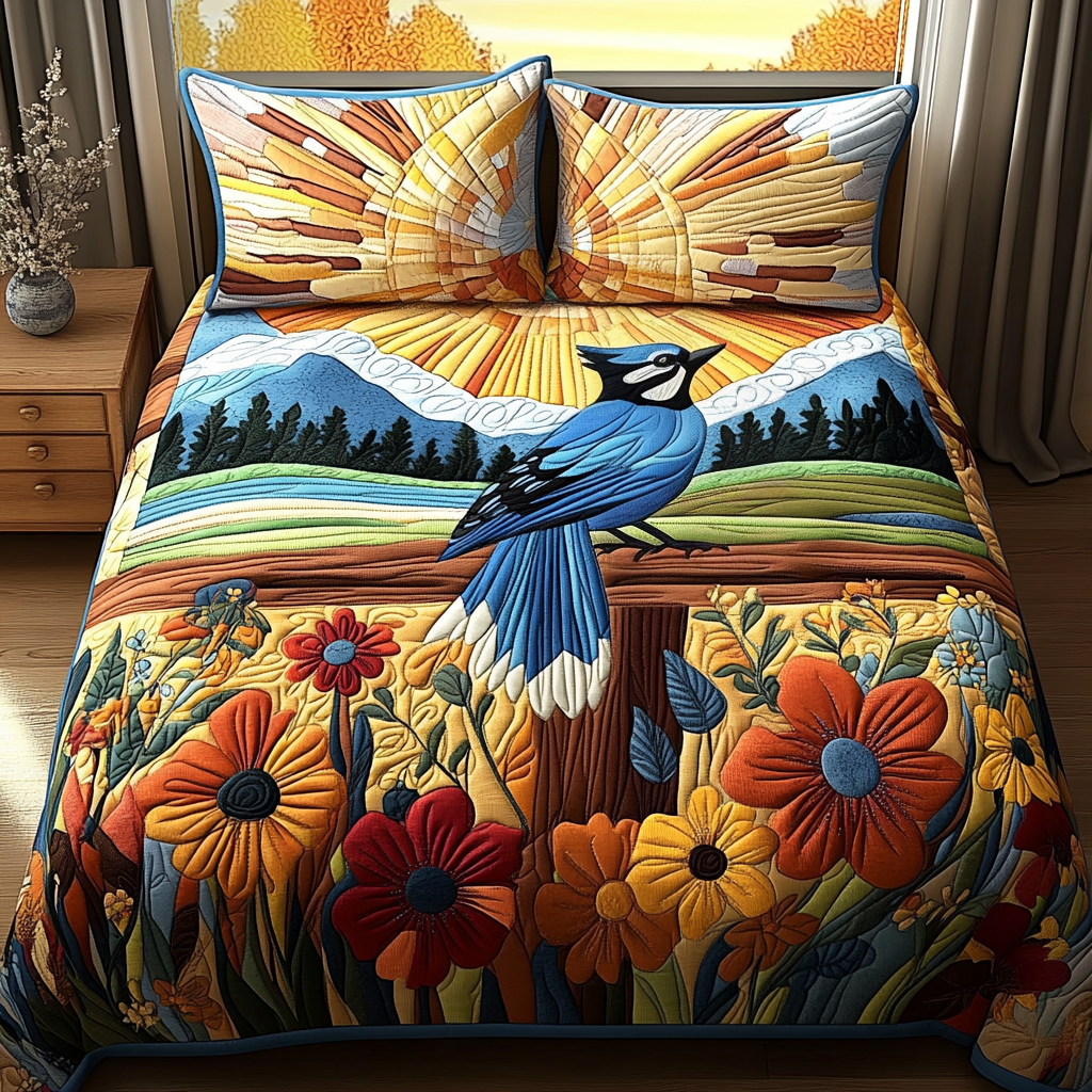 Whimsical Wings Quilted Bedding Set Cute Room Decor Presents For Bird Lovers