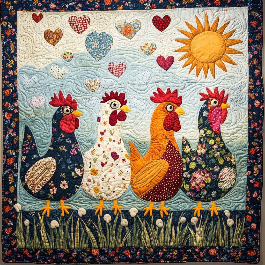 Whimsical Wings Quilted Blanket Chicken Gifts For Chicken Lovers