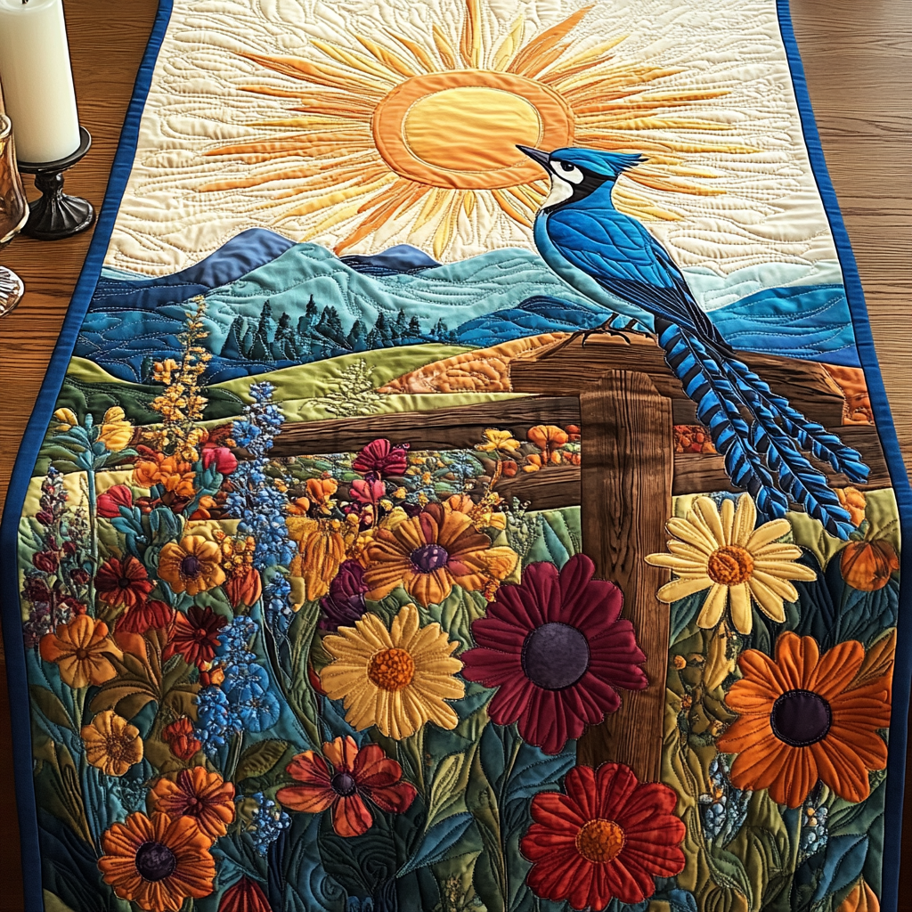 Whimsical Wings Quilted Table Runner Dinner Table Decor Ideas Best Gifts For Bird Watchers