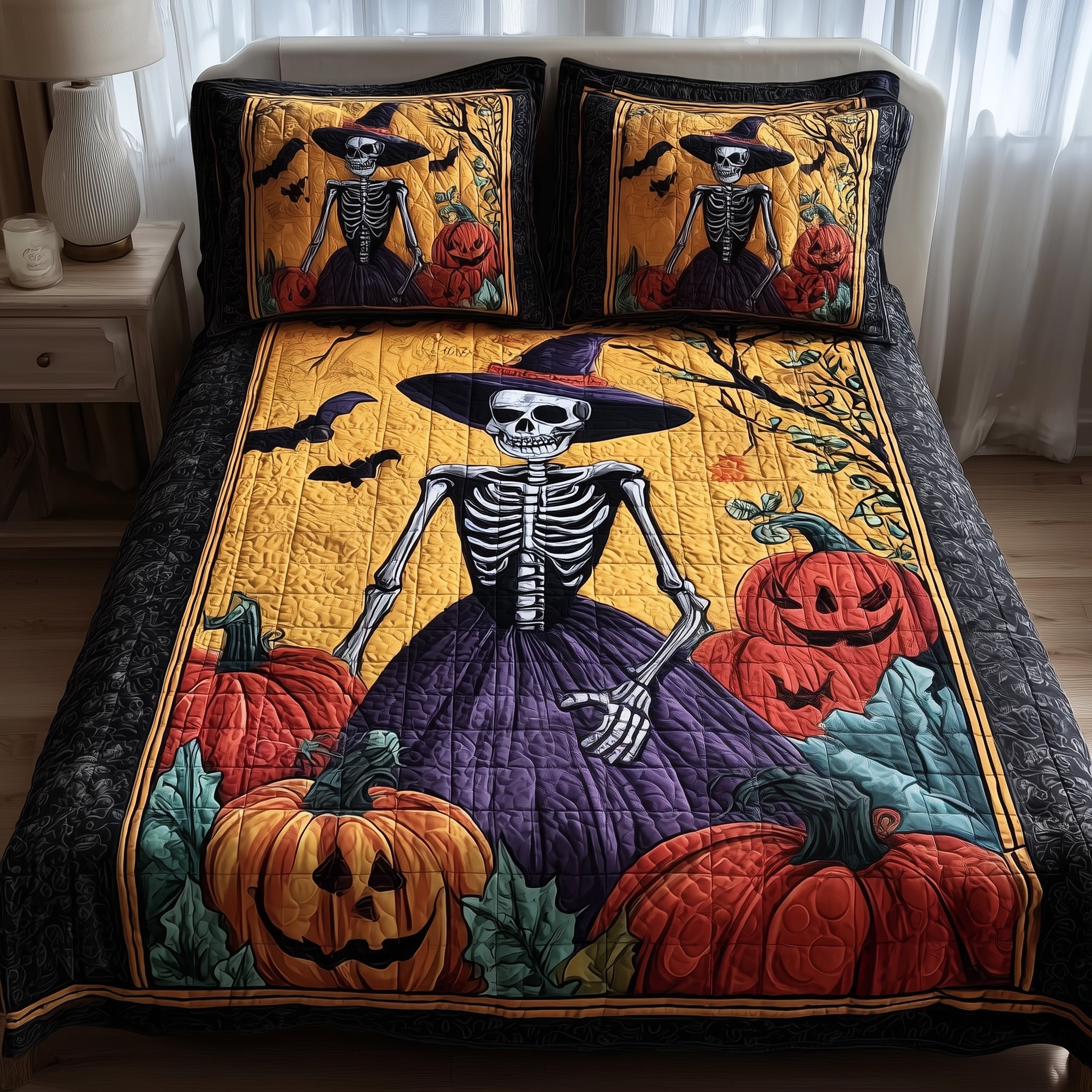 Whimsical Witch Quilted Bedding Set Elegant Bedding