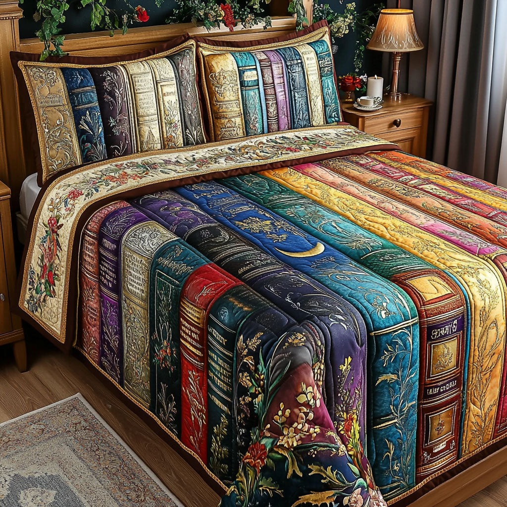 Whimsical Words Quilted Bedding Set Cool Bedroom Decor Unusual Book Gifts Items