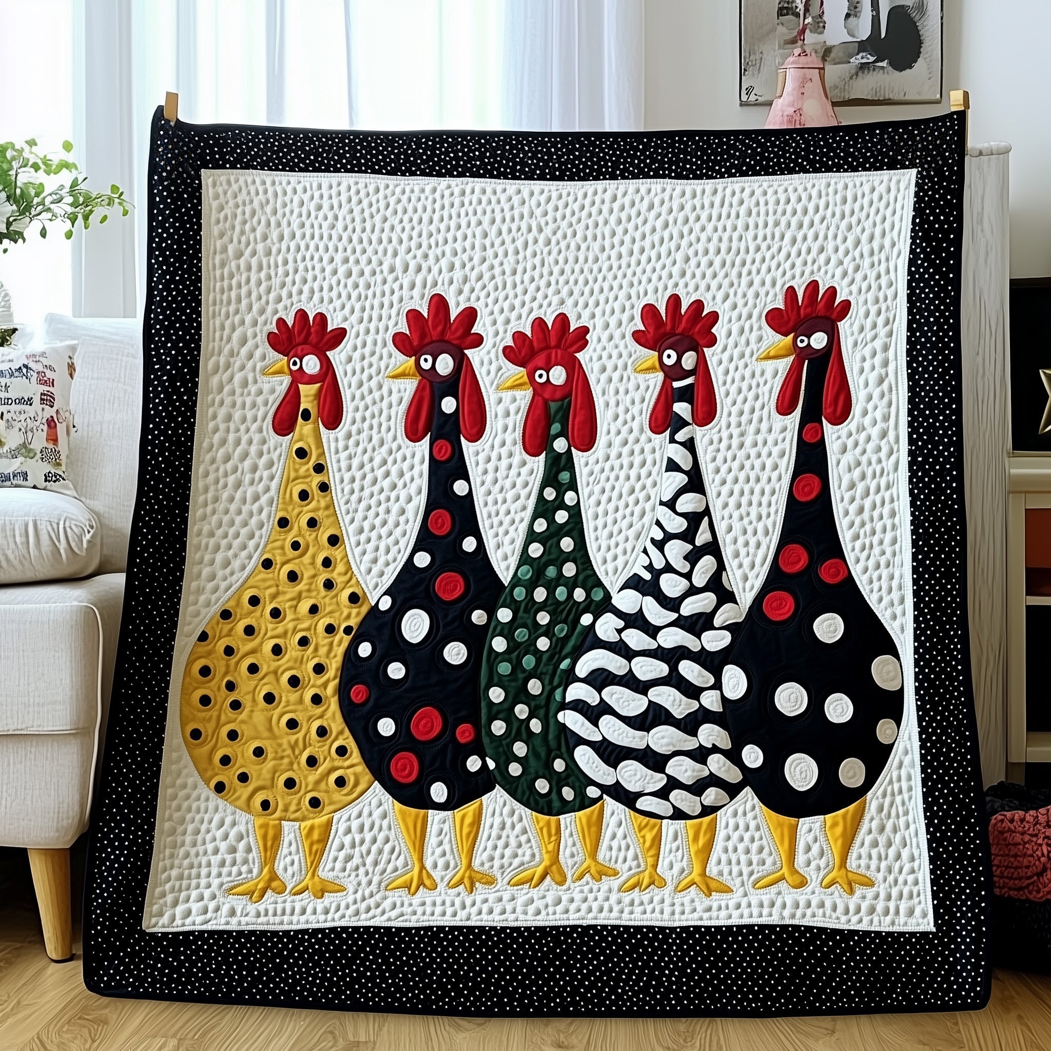 Whimsy Chicken Quilted Blanket Best Couch Throw BlanketChicken Novelty Gifts Farmhouse