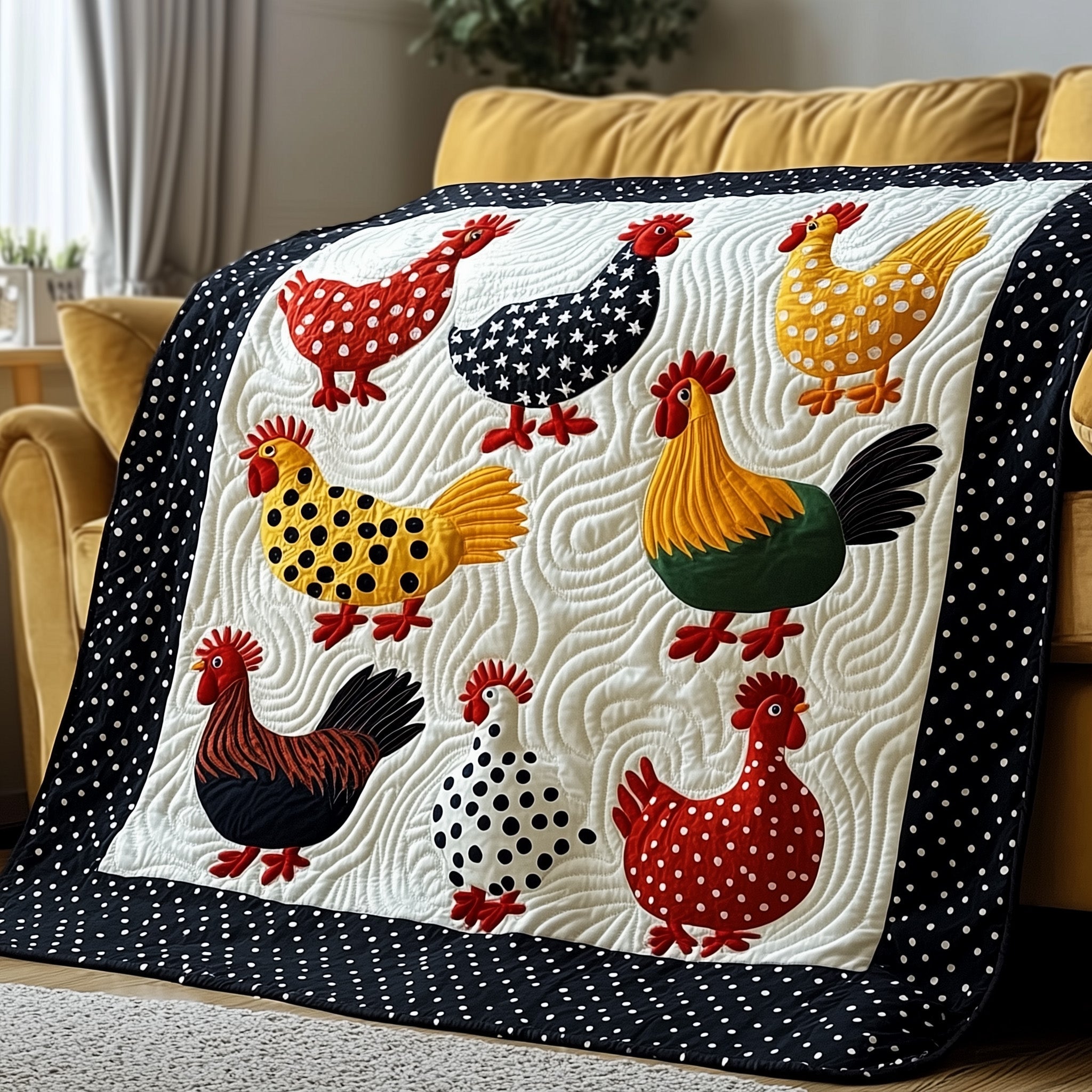 Whimsy Chicken Quilted Blanket Best Couch Throw BlanketChicken Related Gifts Farmhouse