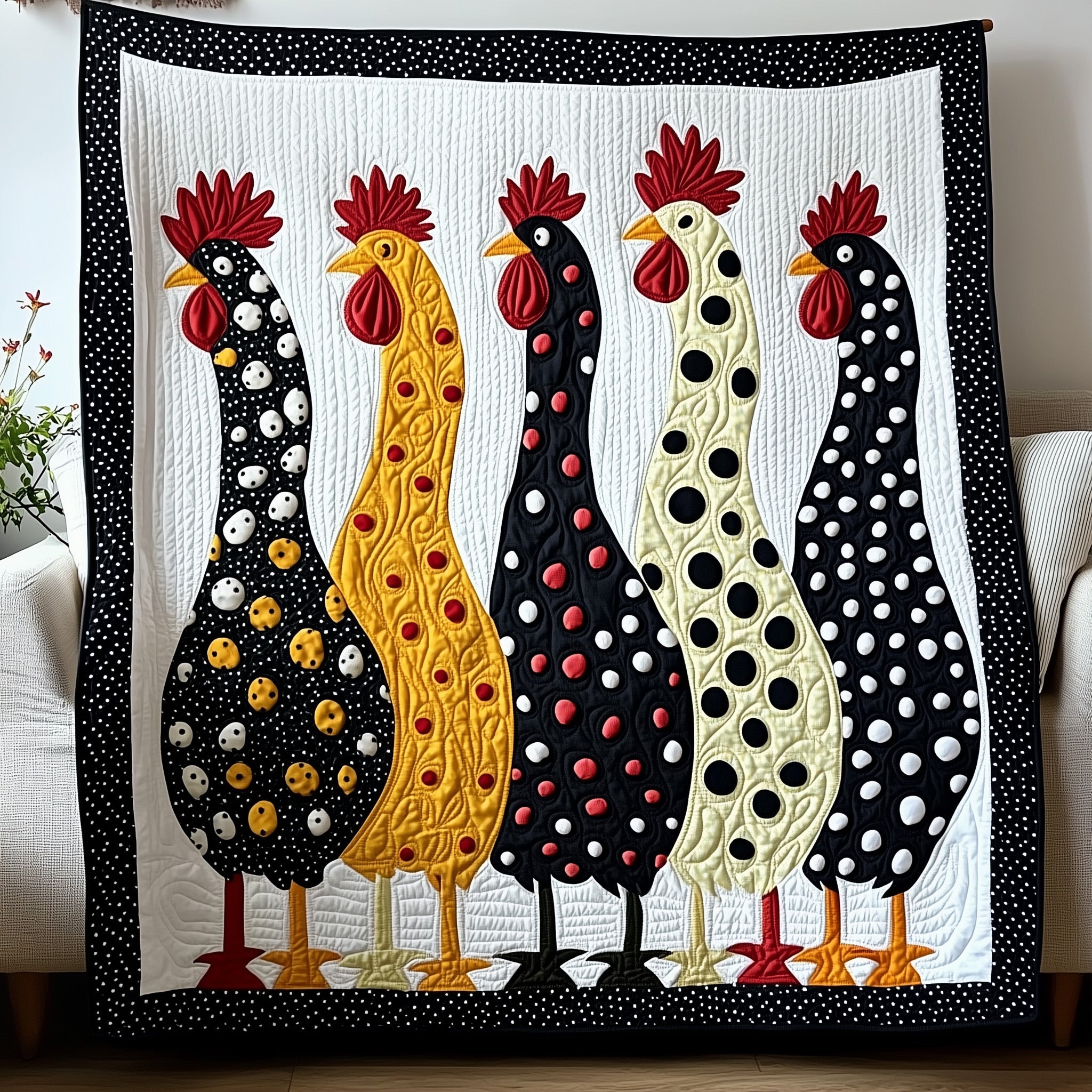 Whimsy Chicken Quilted Blanket Best Couch Throw BlanketGifts For People Who Raise Chickens