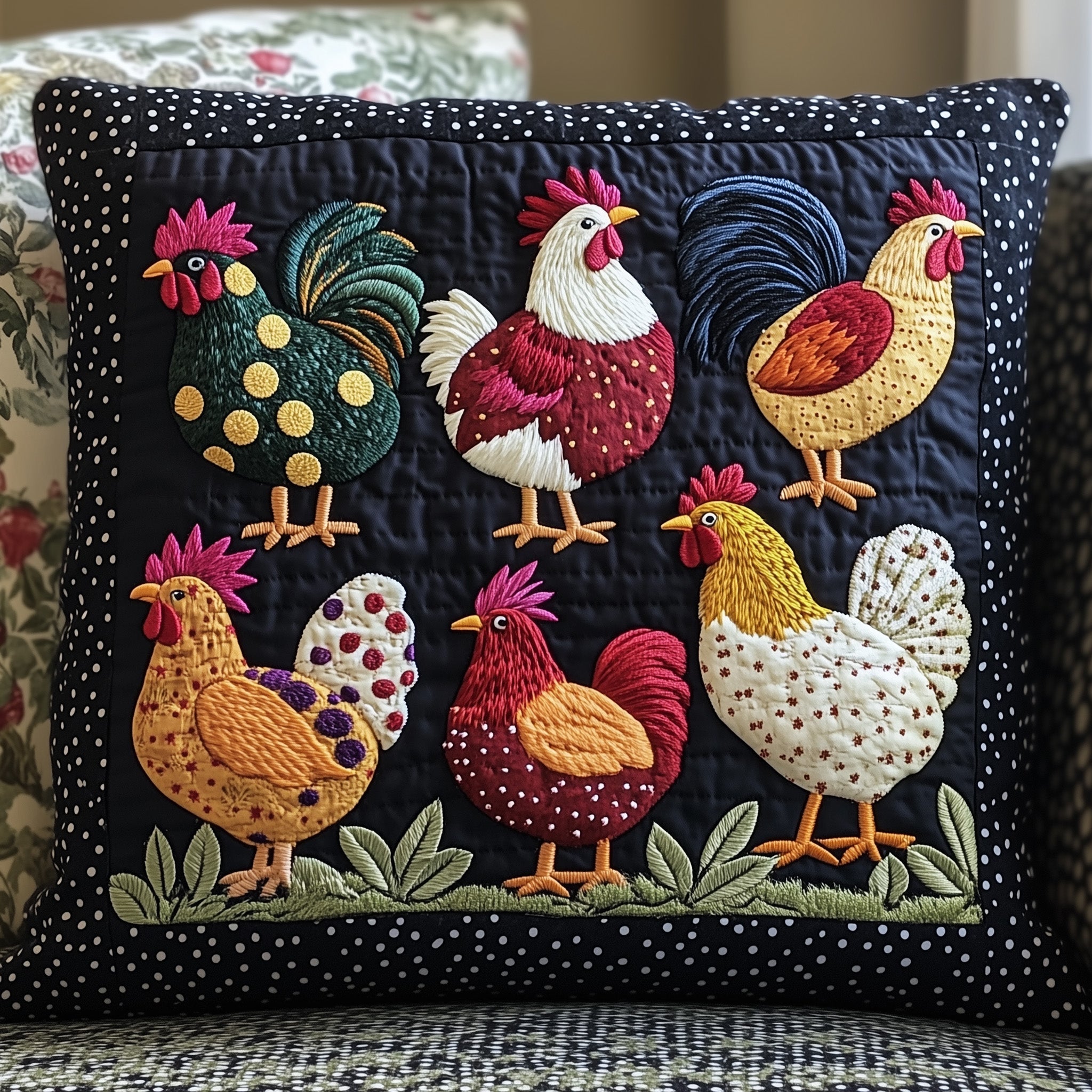 Whimsy Chicken Quilted Pillow Case Gift For Dad(1)