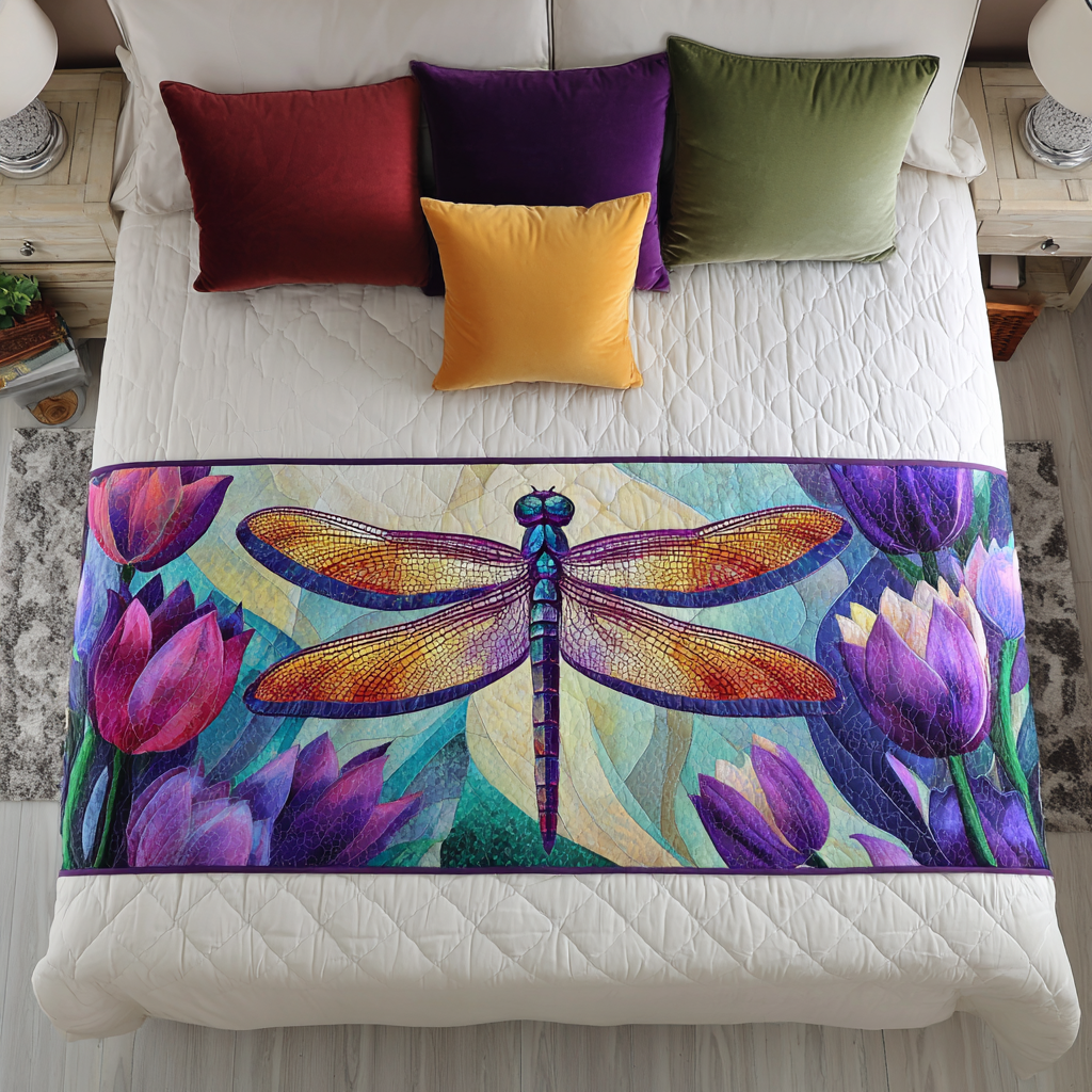Whimsy Dragonfly Quilted Bed Runner Bedroom Decor Ideas Dragonfly Themed Gift Items