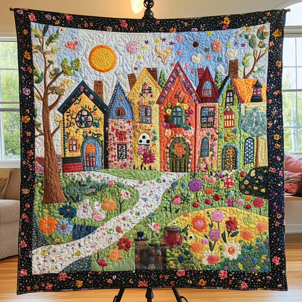 Whimsy Homes Quilted Blanket Best Throw Blanket Presents For Nature Lovers