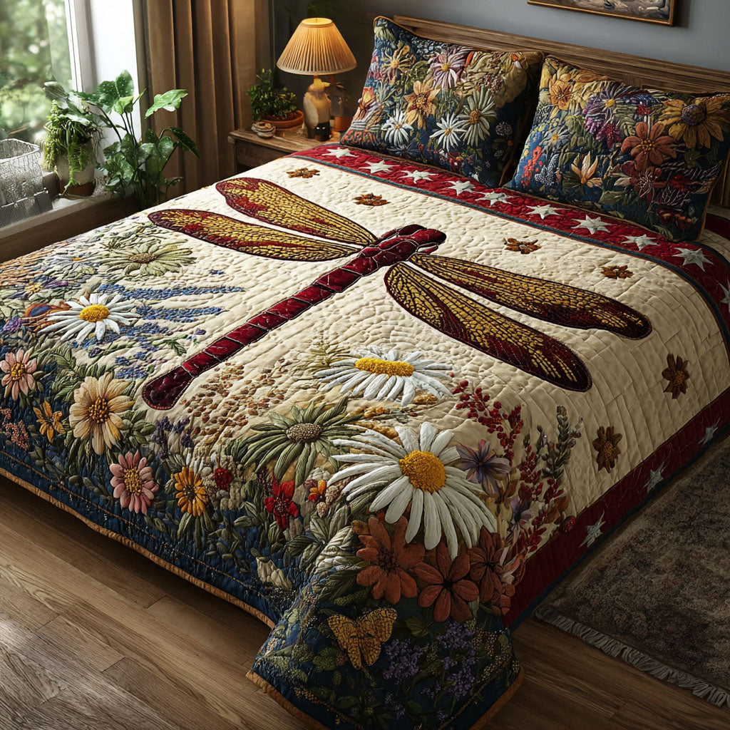 Whimsy in the Air Quilted Bedding Set Bed Room Decoration Best Dragonfly Christmas Gifts