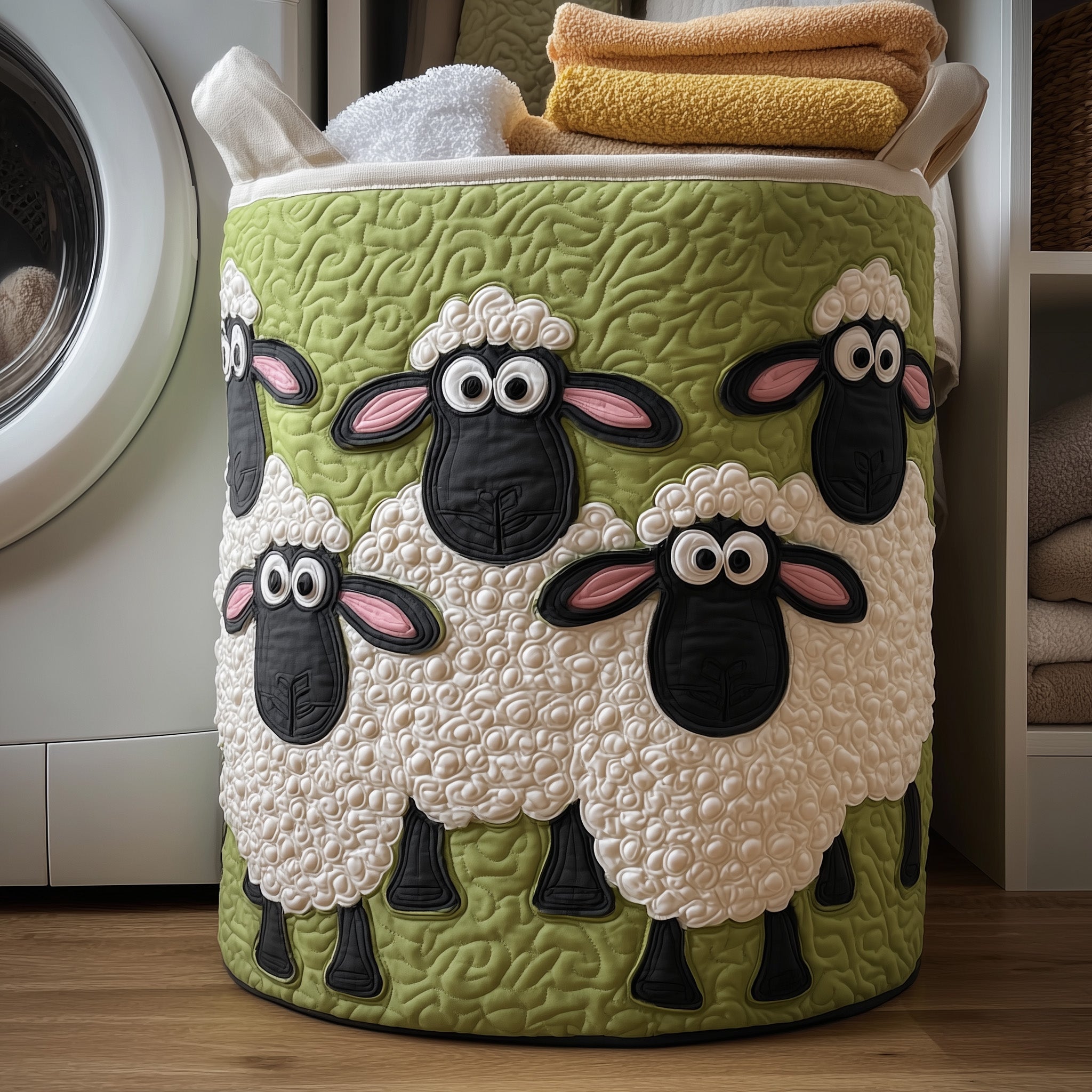 Whimsy Lambs Quilted Laundry Basket Adorable Gifts For Sheep Lovers