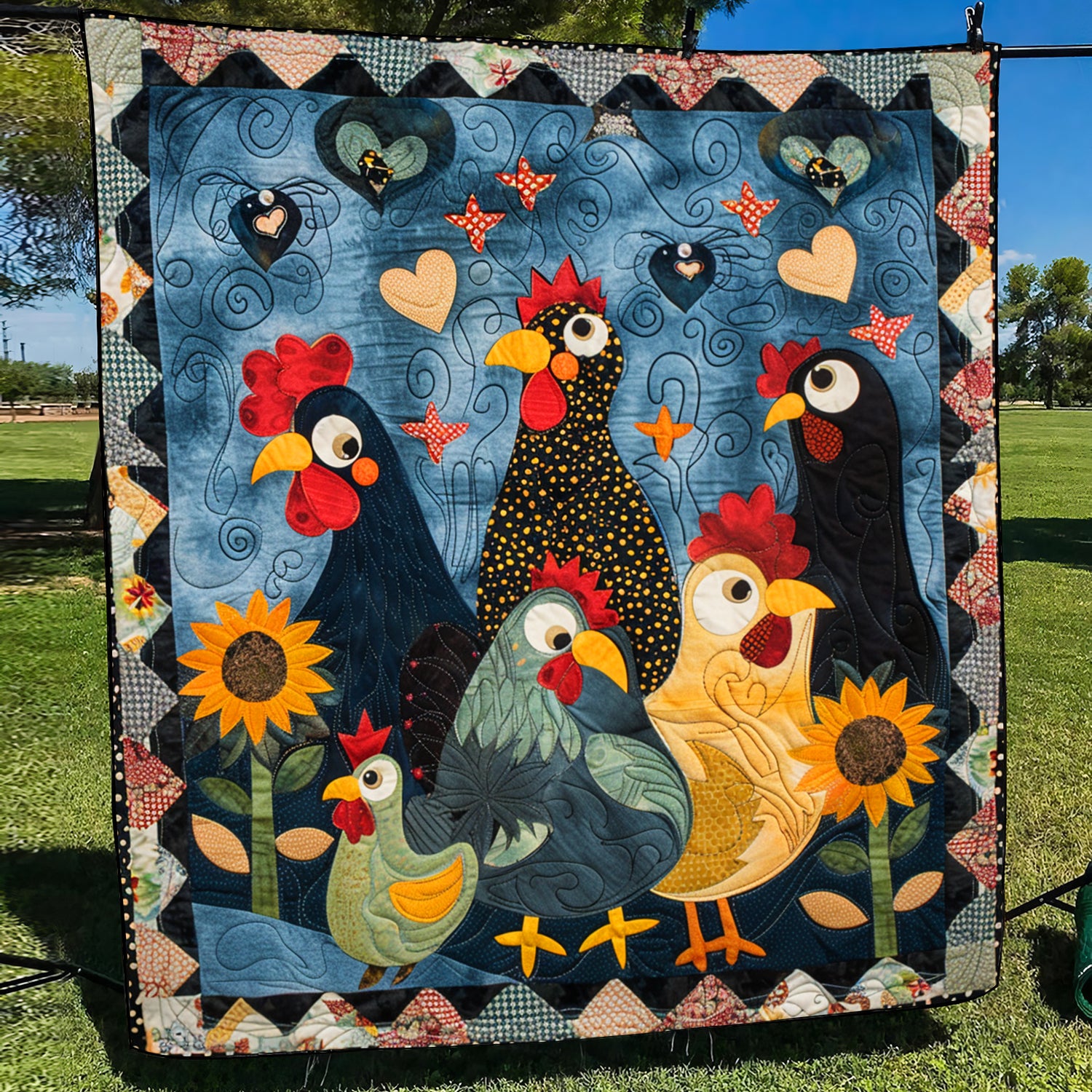 Whimsy Night Farm Quilted Blanket Presents For Chicken Love