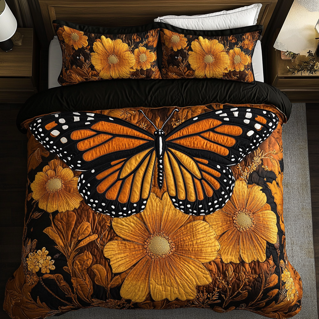 Whimsy Wings Quilted Bedding Set Xmas Holiday Duvet Cover Set Cool Gifts For Butterfly Lovers